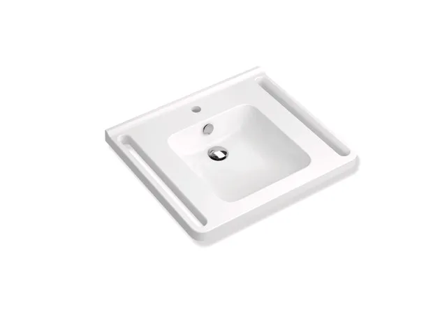 HEWI Waschtisch PG87, Mineralguss, alpinweiß, B: 650 mm, T: 550 mm HEWI Waschtisch PG87, Mineralguss, alpinweiß, B: 650 mm, T: 550 mm