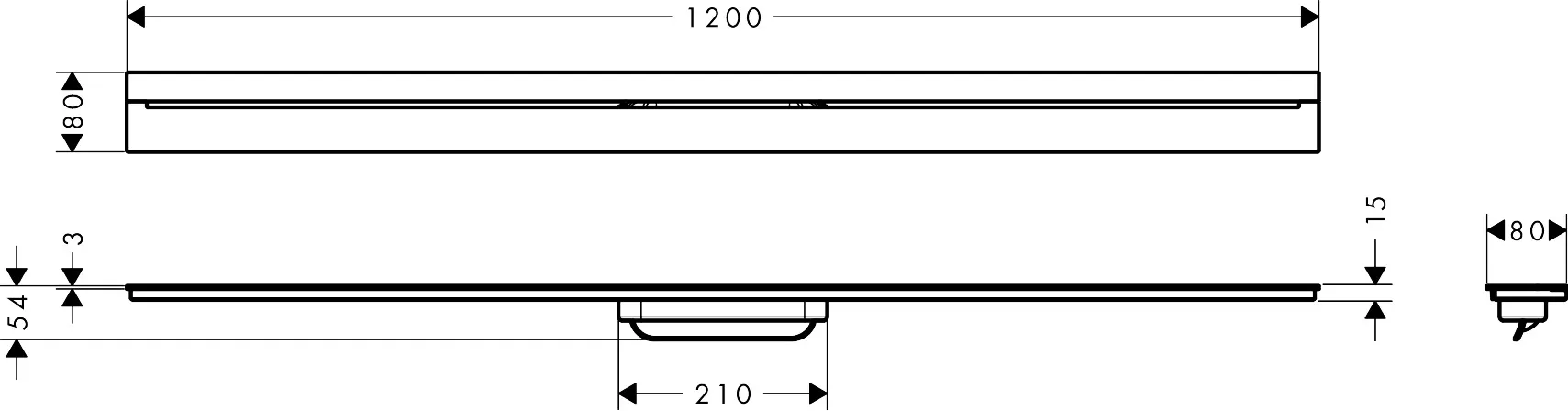 AXOR Drain Fertigset Duschrinne 1200 zur Wandmontage Chrom