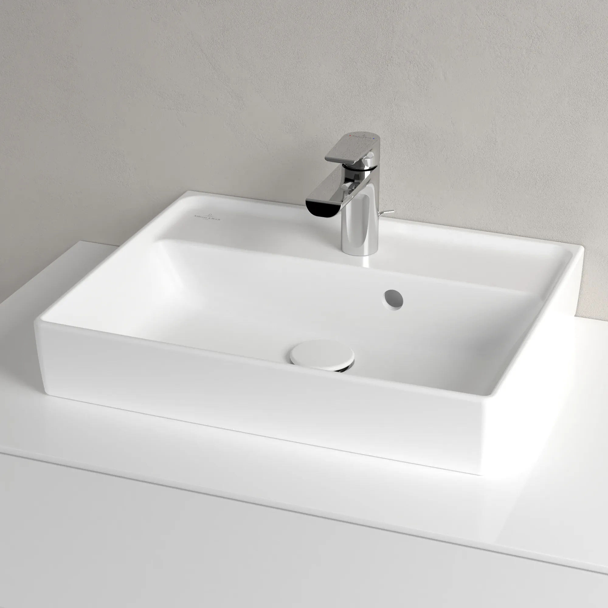 Villeroy & Boch Handwaschbecken Collaro, 500x400x150mm, Stone White CeramicPlus, Rechteck, TitanCeram, mit Überlauf