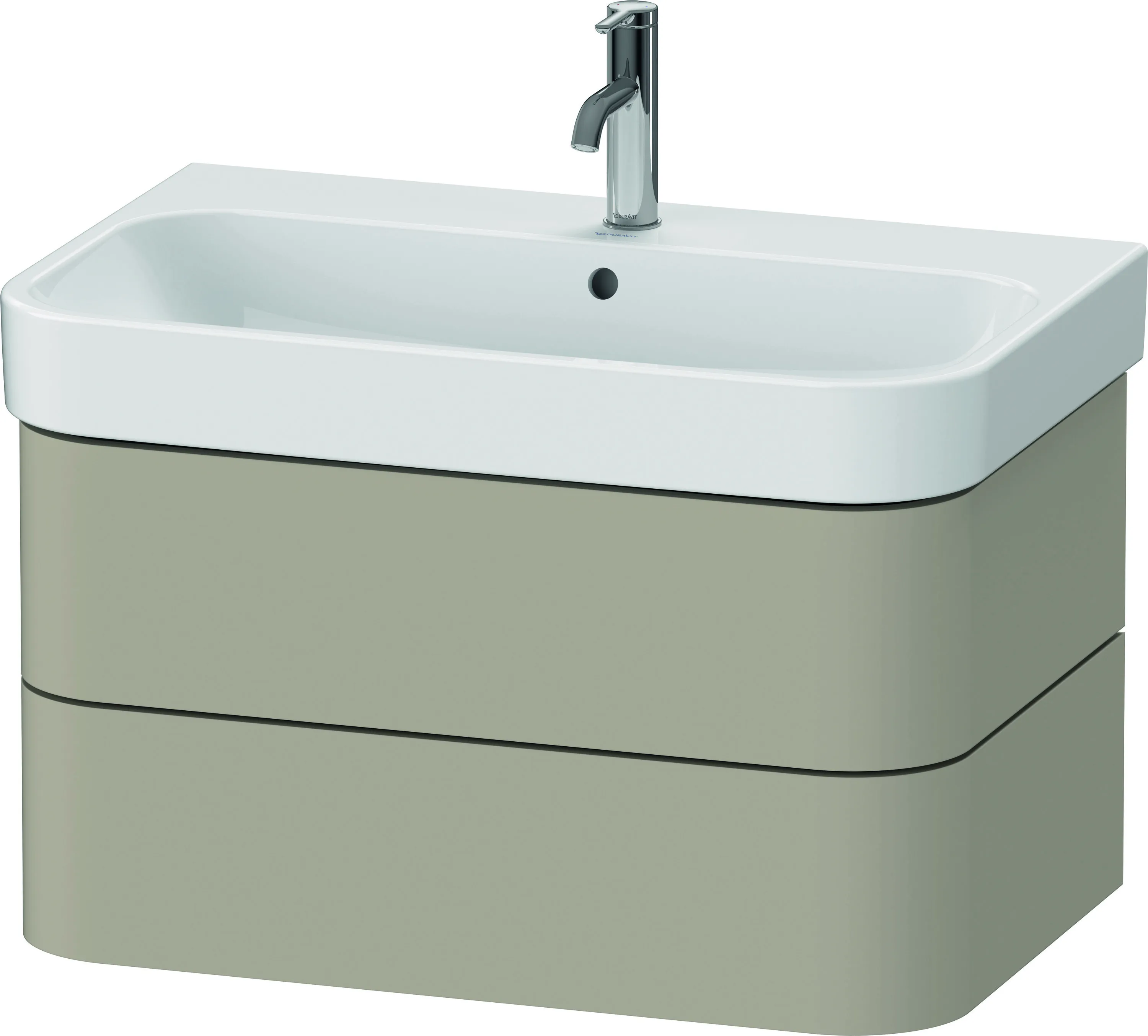 Duravit Waschtischunterschrank wandhängend „Happy D.2 Plus“ 77,5 × 41,5 × 49 cm Taupe Seidenmatt