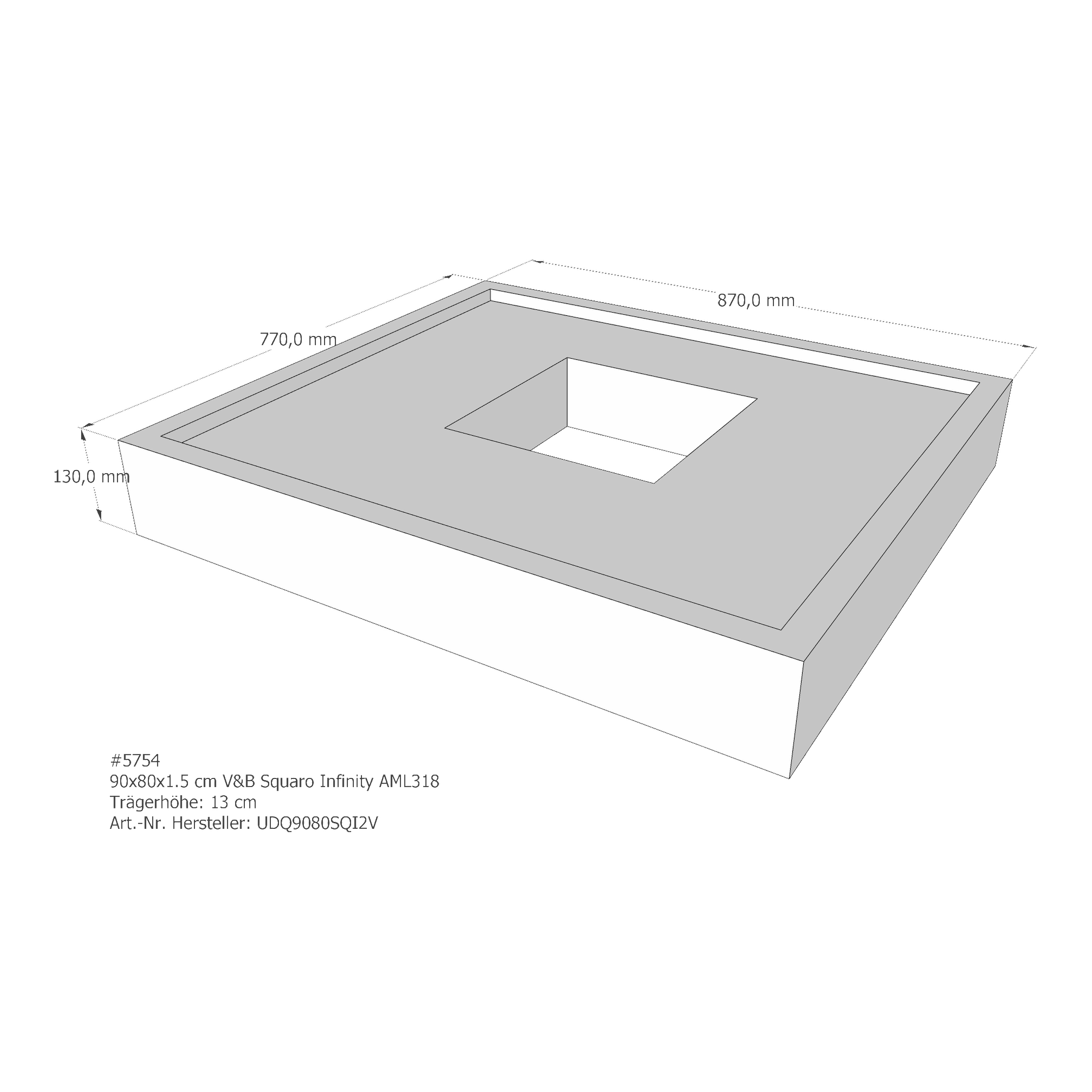Duschwannenträger für Villeroy & Boch Squaro Infinity 90 × 80 × 1,5 cm