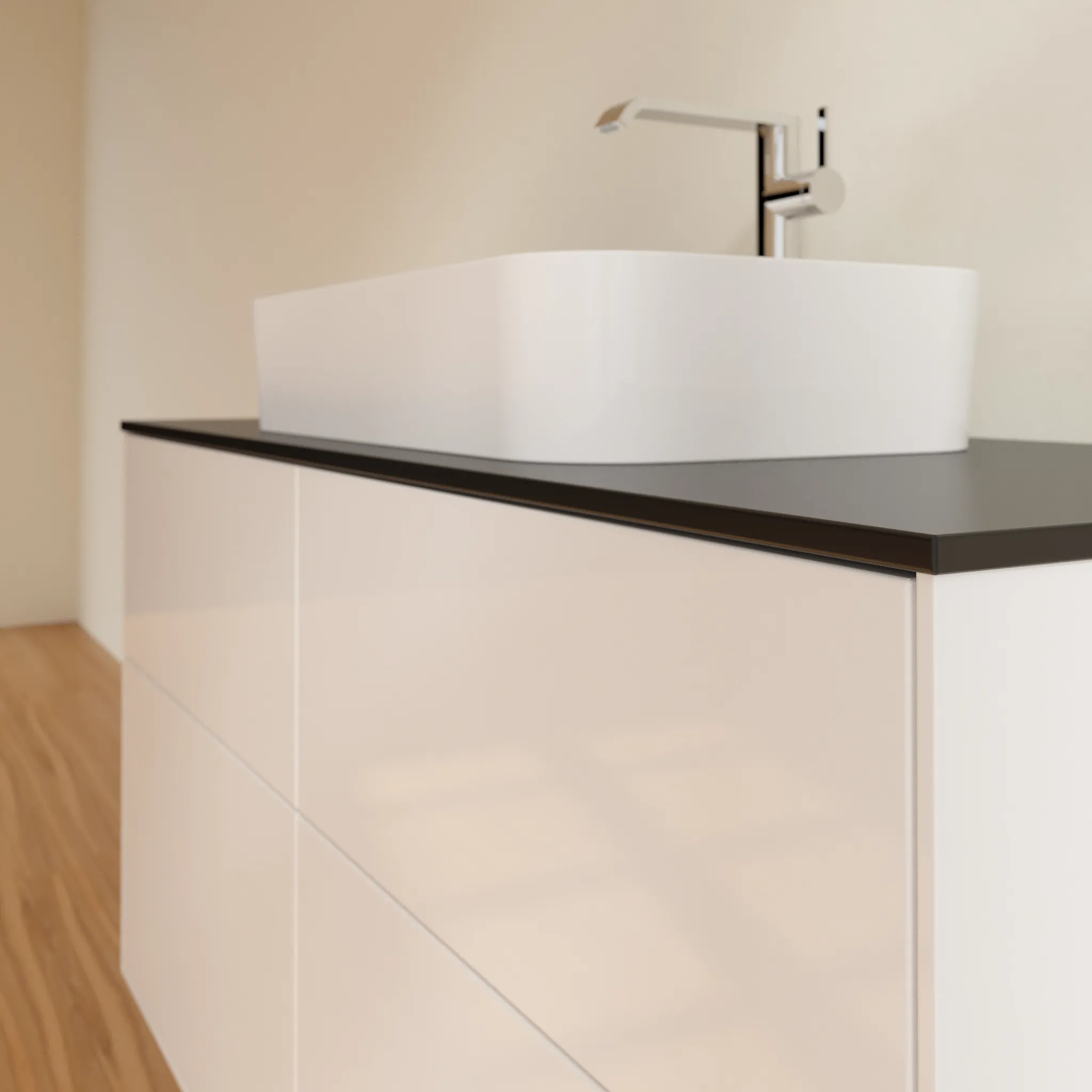 Villeroy & Boch Finion Waschbeckenunterschrank G26 1200x603x501mm Glossy White Lacquer / Glass Black Matt Villeroy & Boch Finion Waschbeckenunterschrank G26 1200x603x501mm Glossy White Lacquer / Glass Black Matt