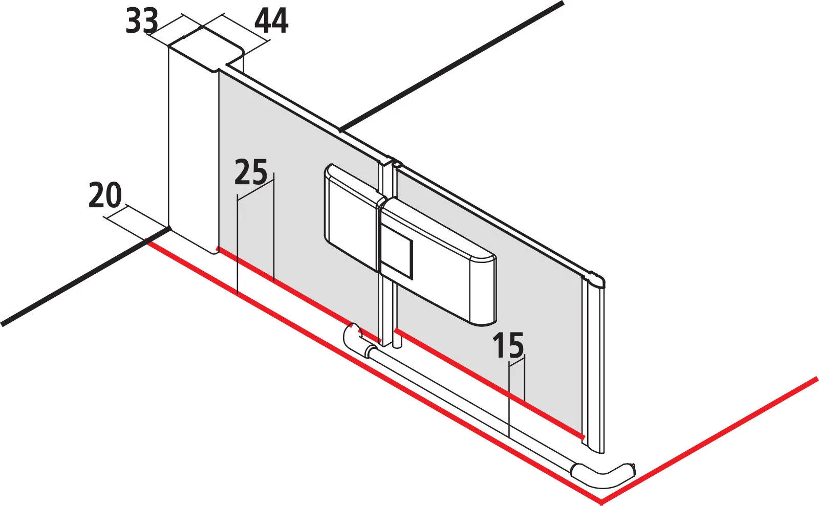 Kermi Duschdesign MENA ME EPR / EPL Eckeinstieg 2-teilig, Silber Hochglanz