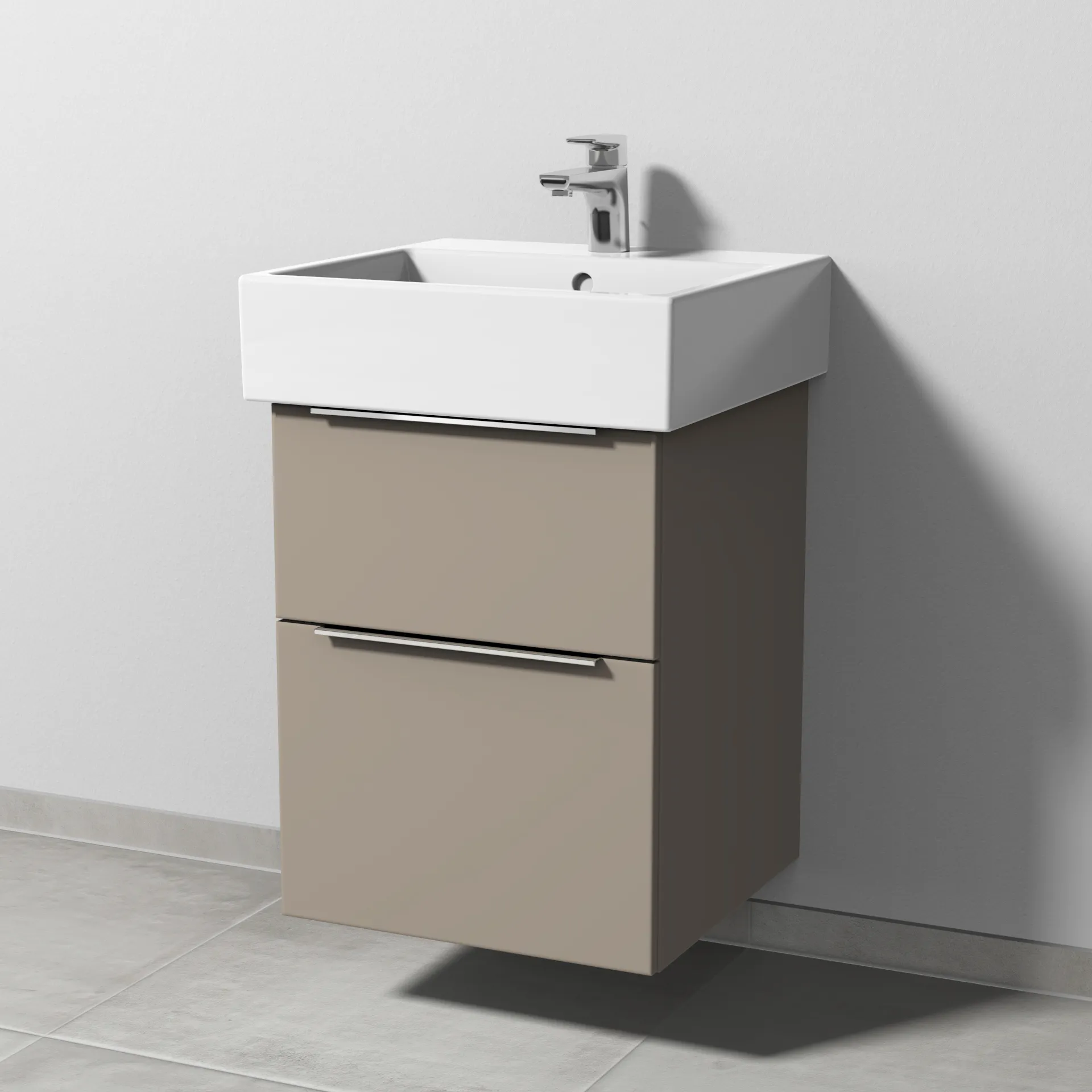 Sanipa Waschtischunterschrank „3way“ passend zu Keramik-Waschtische Vero Air von Duravit 450 × 591 × 447 mm in Sandgrau (matt)