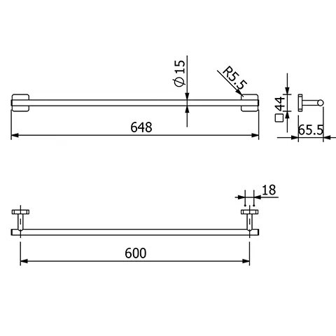 VELA S Badetuchhalter Länge 600MM chrom VELA S Badetuchhalter Länge 600MM chrom