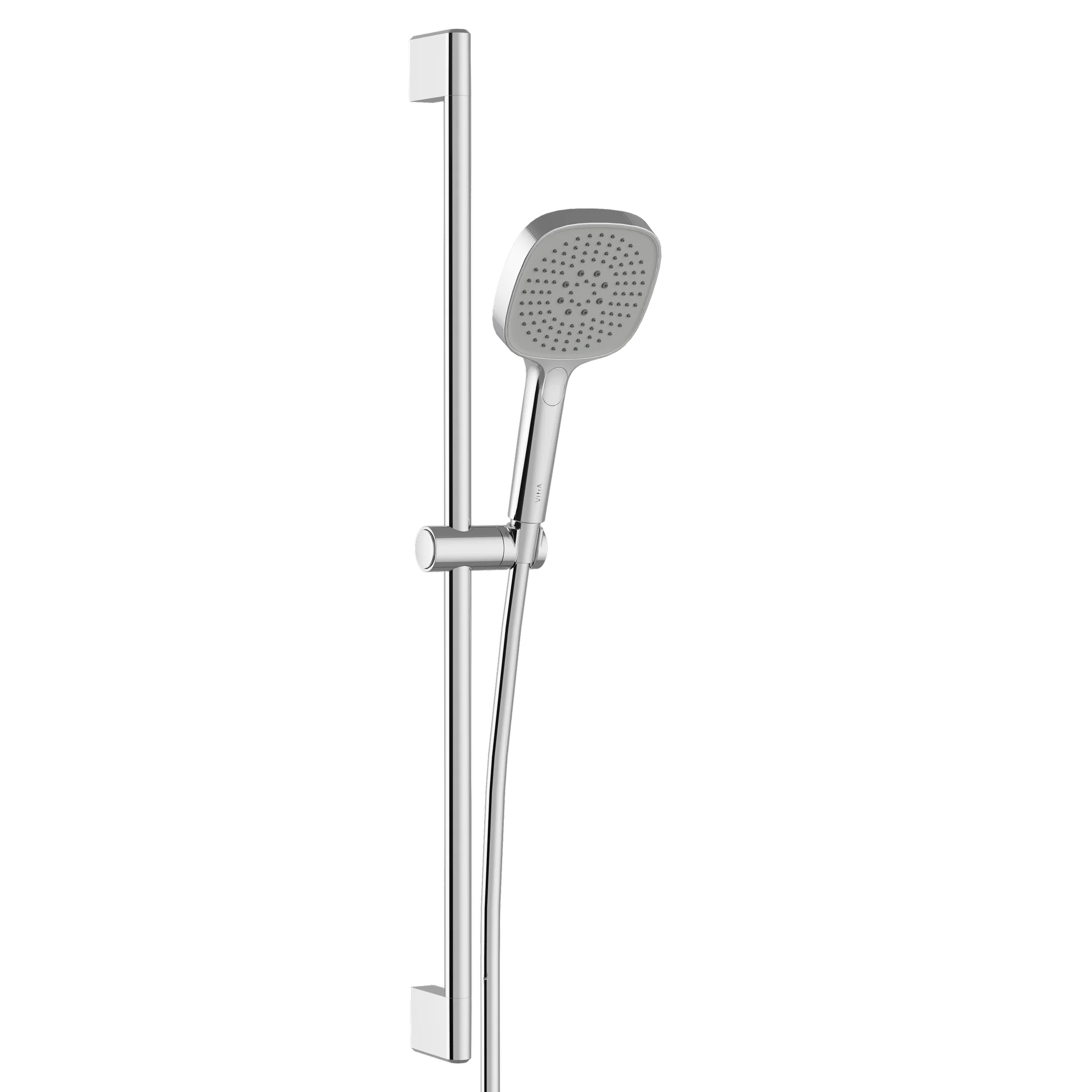 VitrA Core Square Handbrause-Set Chrom, Wandmontage, Brausekopf 120 x 120 mm, 3 Strahlarten, flexibler Schlauch 1.500 mm, G 1/2"