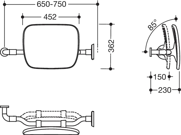 Rückenstütze LifeSystem, re Wand li SK-Griff weiß hochgl.- weiß matt Rückenstütze LifeSystem, re Wand li SK-Griff weiß hochgl.- weiß matt