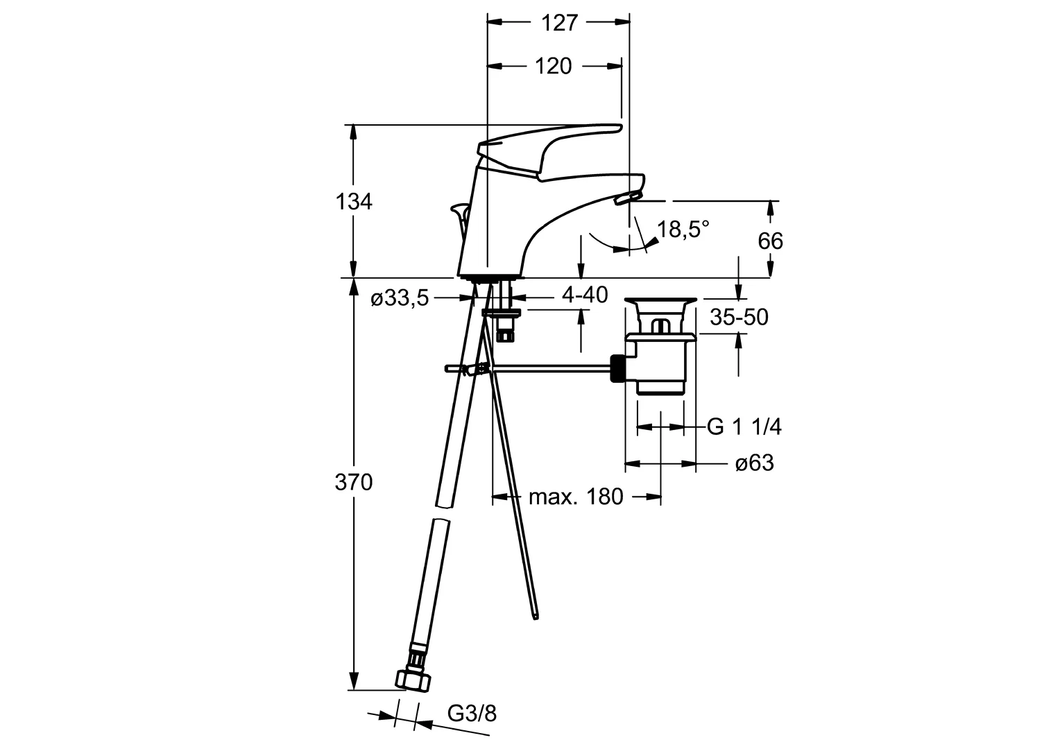 HansaMIX Waschtischarmatur Einhebelmischer HansaMIX 0110 Zugstangenablaufgarnitur Ausladung 127 mm DN15 Chrom HansaMIX Waschtischarmatur Einhebelmischer HansaMIX 0110 Zugstangenablaufgarnitur Ausladung 127 mm DN15 Chrom