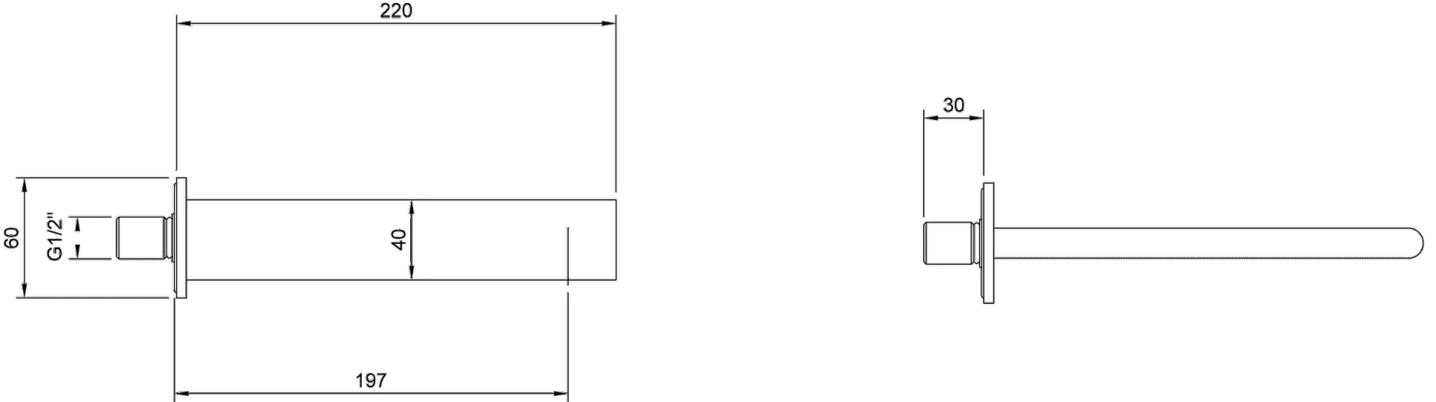 Badewannenauslauf „Dawn“ 22 cm in Chrom Badewannenauslauf „Dawn“ 22 cm in Chrom