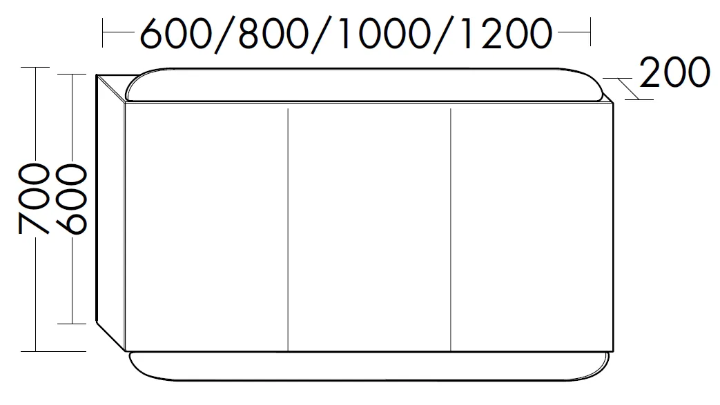 Spiegelschrank b:me von burgbad - Anthrazitgrau, 195 mm tief, 1000 mm breit, 600 mm hoch mit LED-Aufsatzleuchte und beidseitig verspiegelten Spiegeltüren