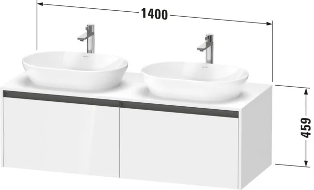 Duravit Waschtischunterschrank wandhängend „Ketho.2“ 140 × 45,9 × 55 cm in Taupe Supermatt