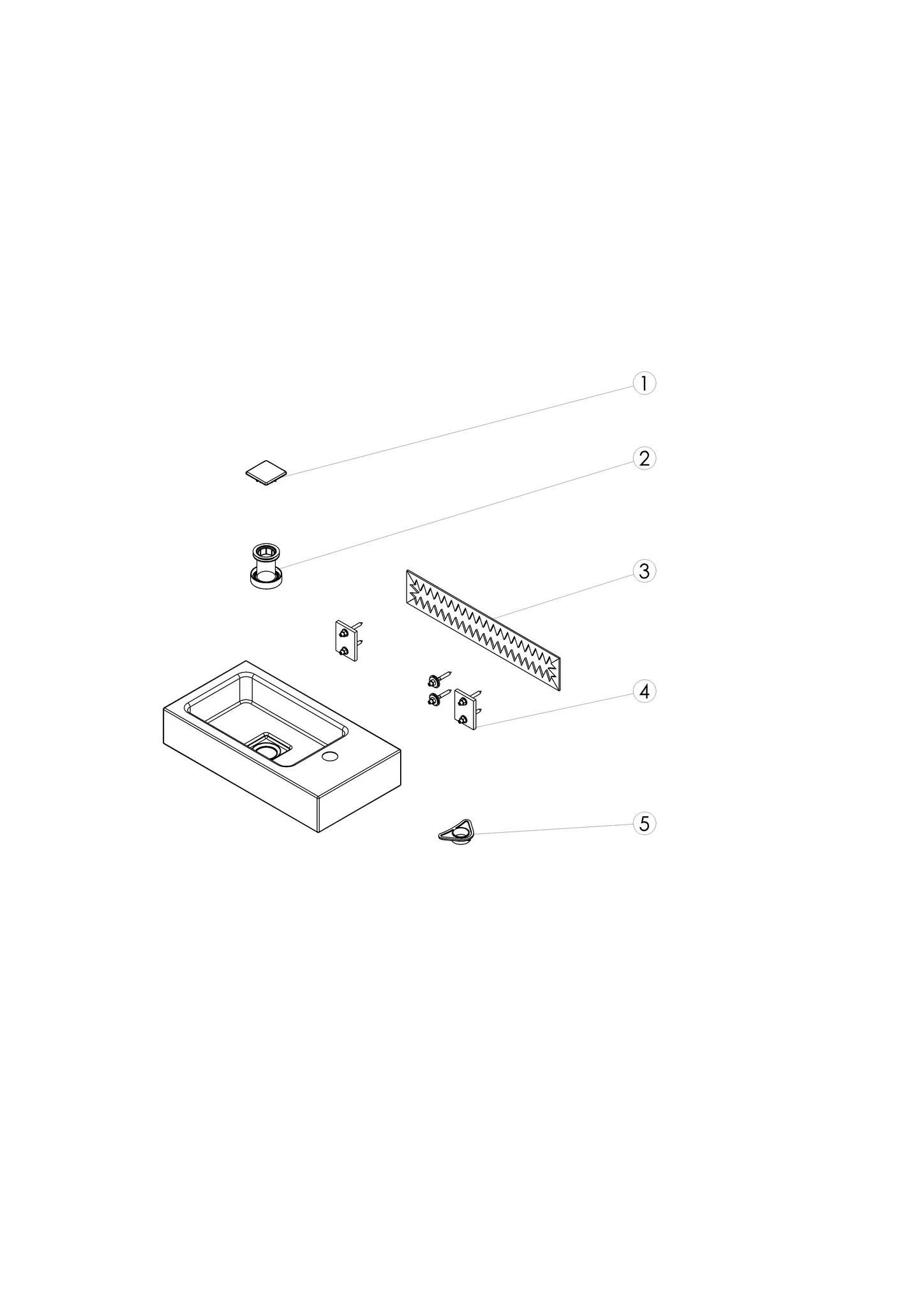 Waschbecken „XS Serie“ 50 × 10 cm, links, Hahnlochposition rechts in mit ProShield