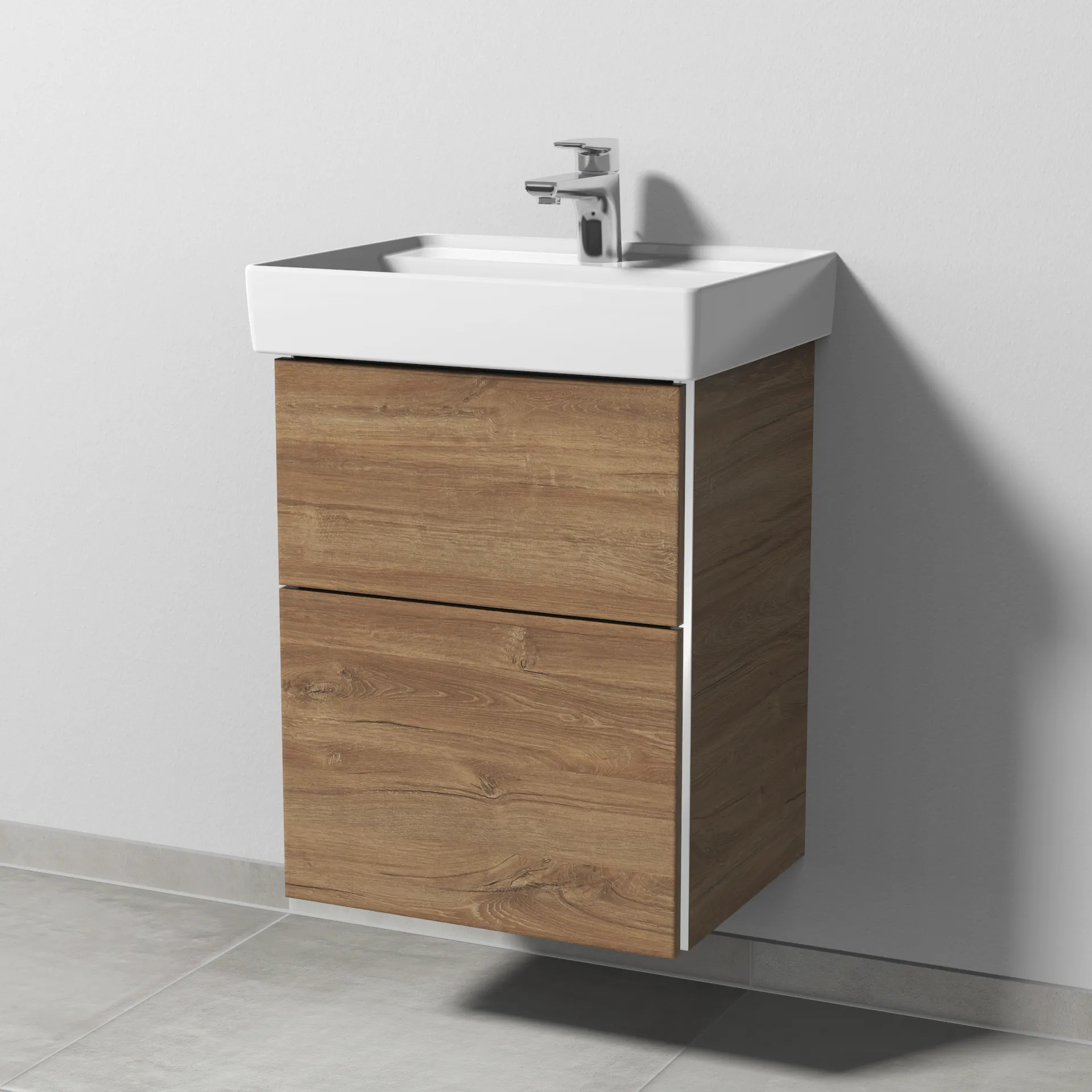 Sanipa Waschtischunterschrank „3way“ passend zu Keramik-Waschtische Collaro von Villeroy &Boch 450 × 588 × 377 mm in Eiche Kansas