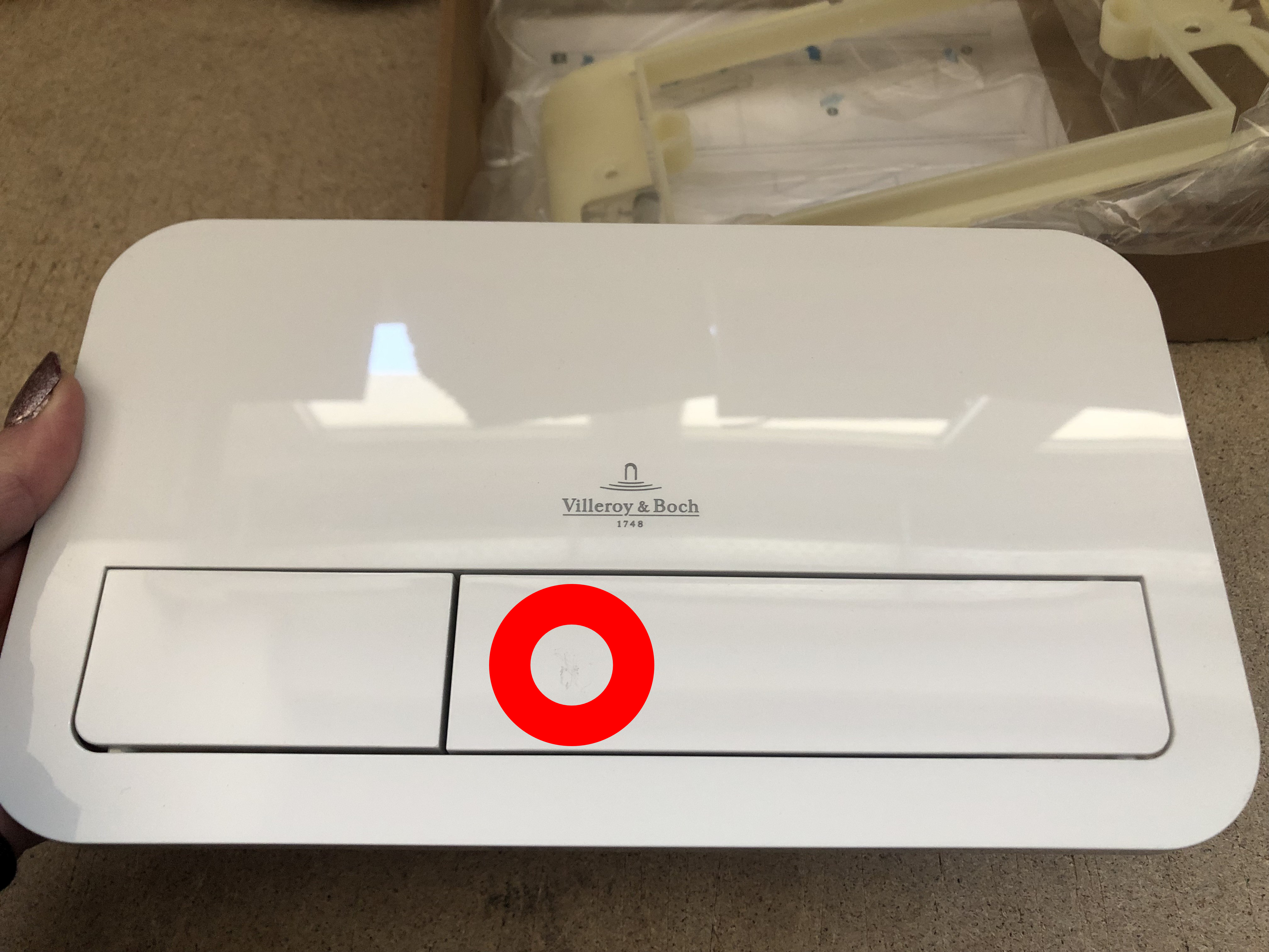 WC-Betätigungsplatte ViConnect, 253 x 145 x 10 mm, B-Ware, Kratzer auf großer Taste 922490 WC-Betätigungsplatte ViConnect, 253 x 145 x 10 mm, B-Ware, Kratzer auf großer Taste 922490