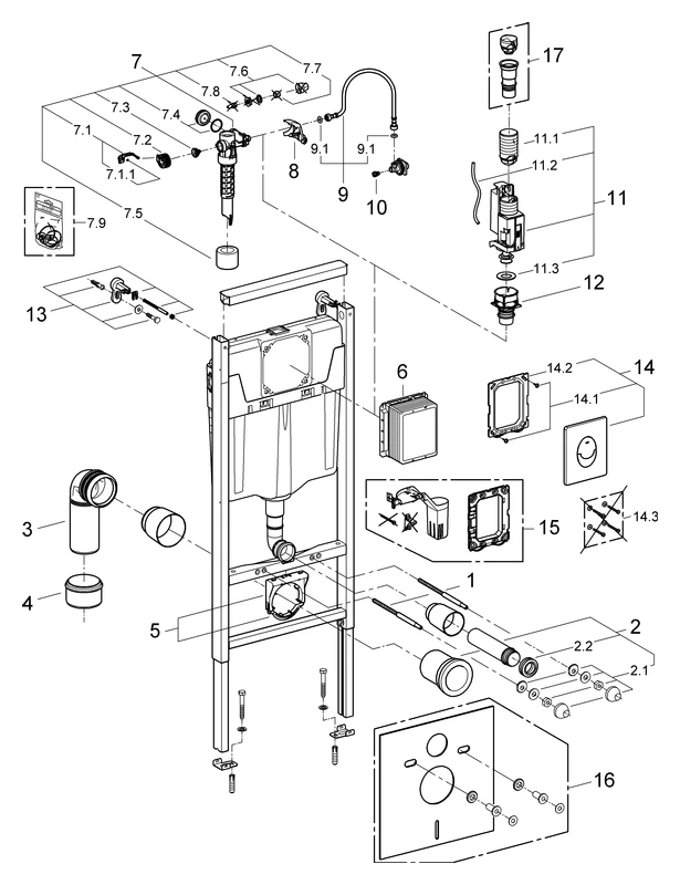 Grohe Rapid SL Projekt WC-Element 3-in-1 Set, 1,13 m Bauhöhe, alpinweiß Grohe Rapid SL Projekt WC-Element 3-in-1 Set, 1,13 m Bauhöhe, alpinweiß