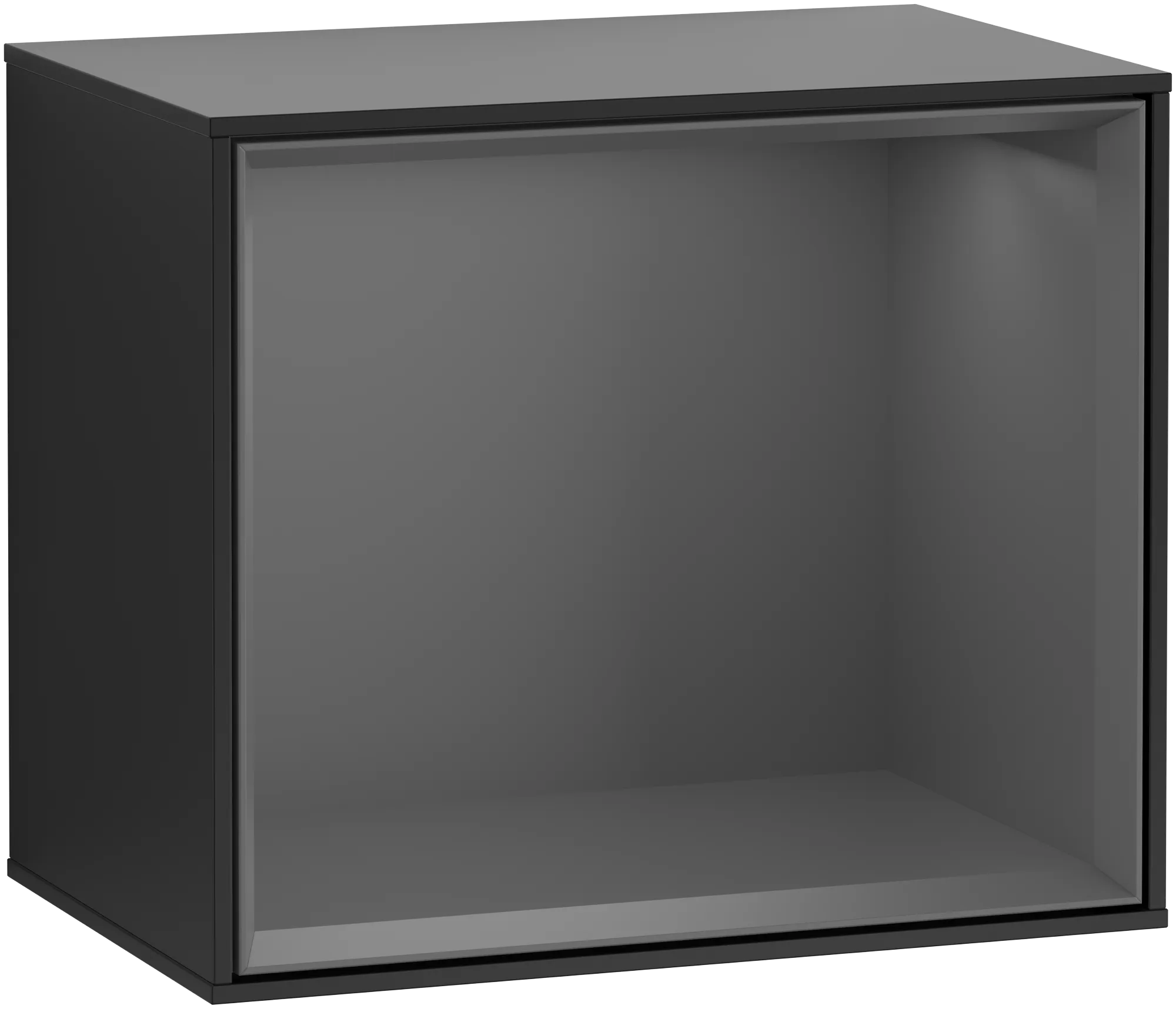 Villeroy & Boch Regalmodul Finion F580GK, 418x356x270 mm, Black Matt Lacquer mit Anthracite Regalelement, stufenlos dimmbare LED-Beleuchtung