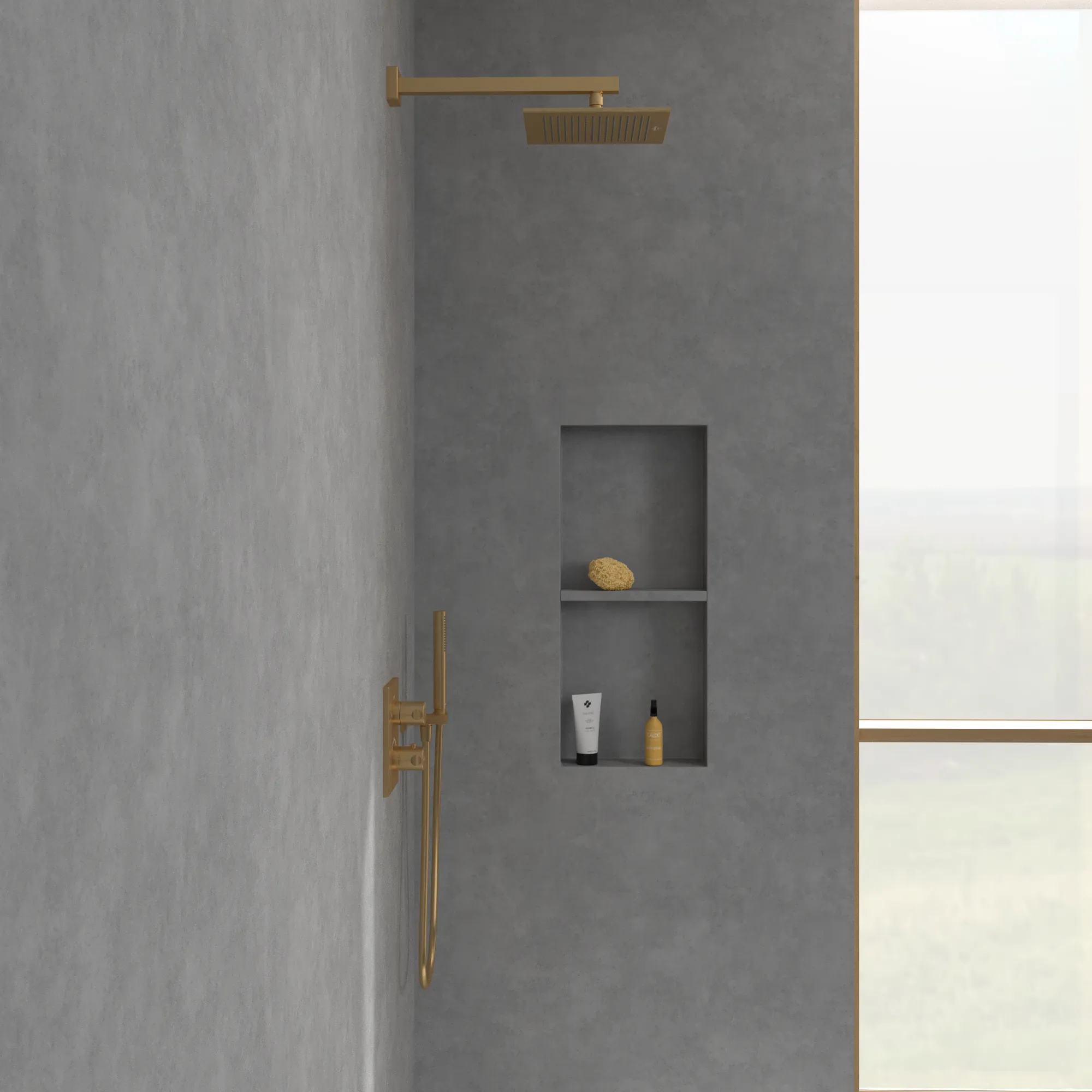Villeroy & Boch Universal Showers Regenbrause, eckig, Brushed Gold, 250x250x56 mm