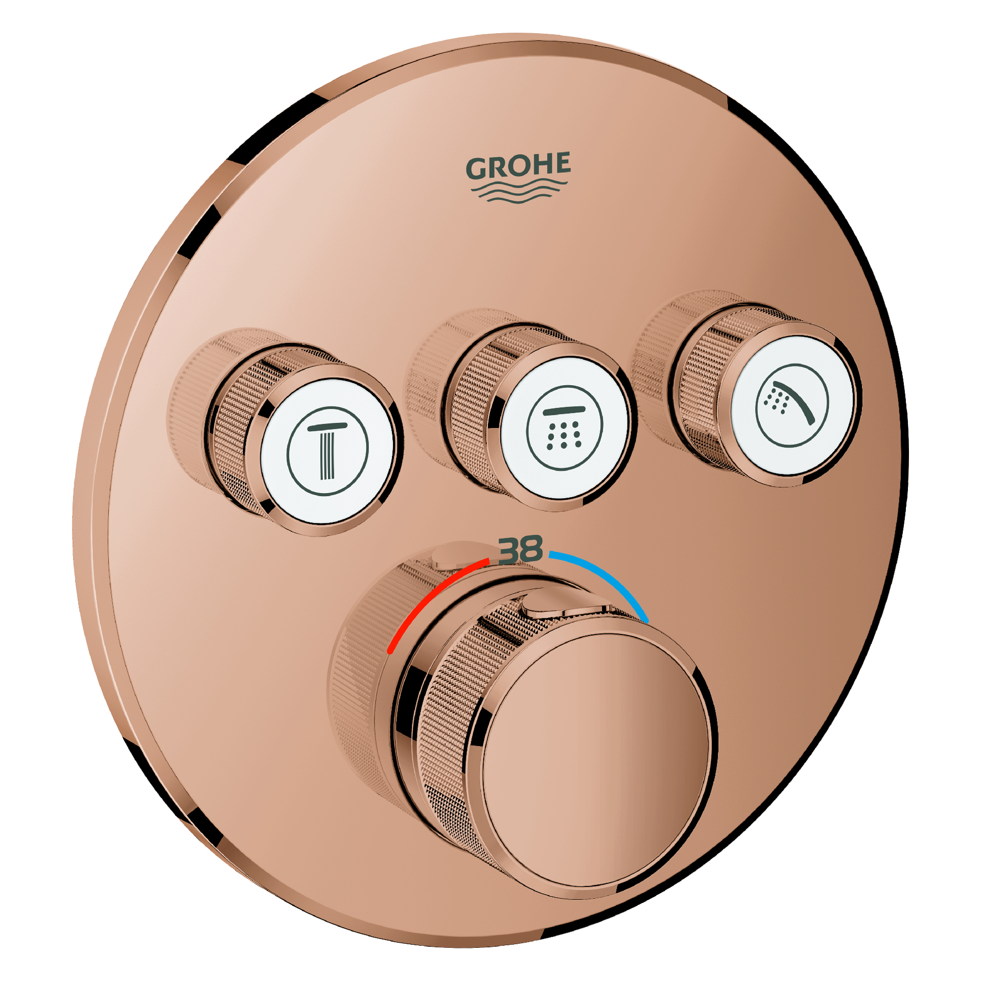 Thermostat Grohtherm SmartControl 29121, mit 3 Absperrventilen, Fertigmontageset für Rapido SmartBox, Wandrosette rund, chrom