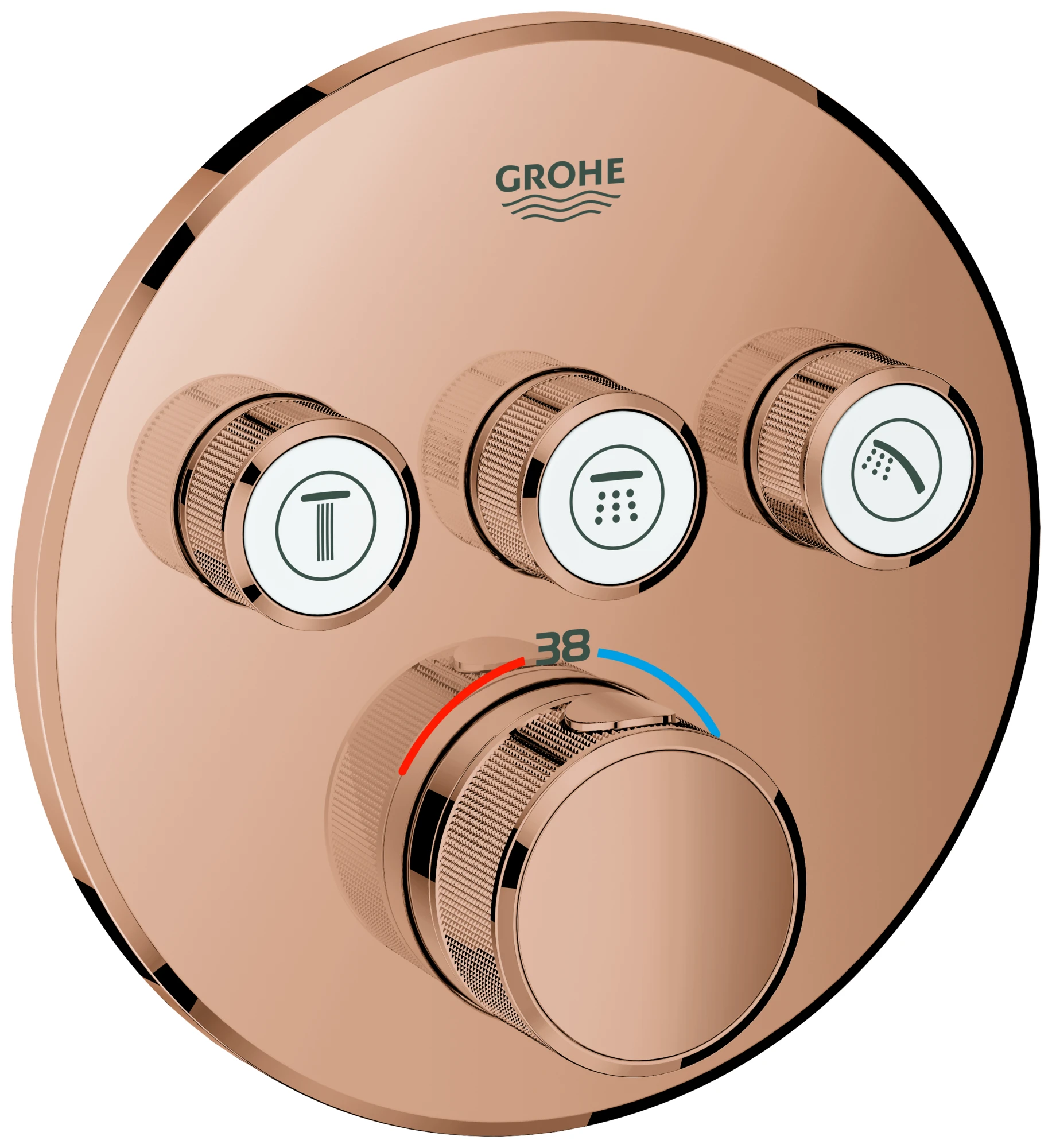 Thermostat Grohtherm SmartControl 29121, mit 3 Absperrventilen, Fertigmontageset für Rapido SmartBox, Wandrosette rund, chrom