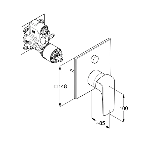 AMEO UP-Wafü-/Br.-EHM Push Set m. Funktionseinheit für SLIM.BOXX 88022, chrom