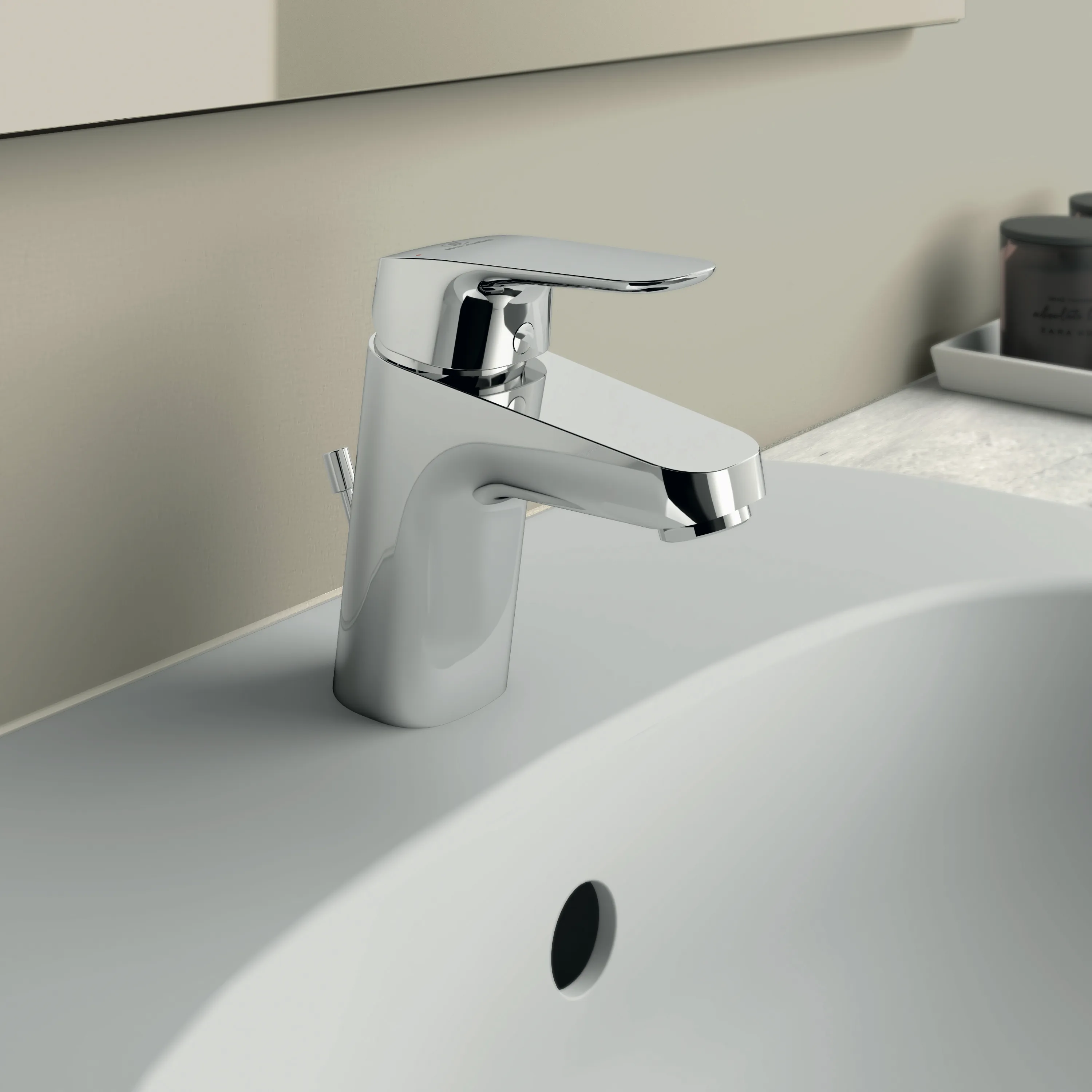 Waschtischarmatur Ceraflex, Niederdruck, 5 l/min., mit Ablaufgarnitur, Ausladung 101mm, Chrom Waschtischarmatur Ceraflex, Niederdruck, 5 l/min., mit Ablaufgarnitur, Ausladung 101mm, Chrom