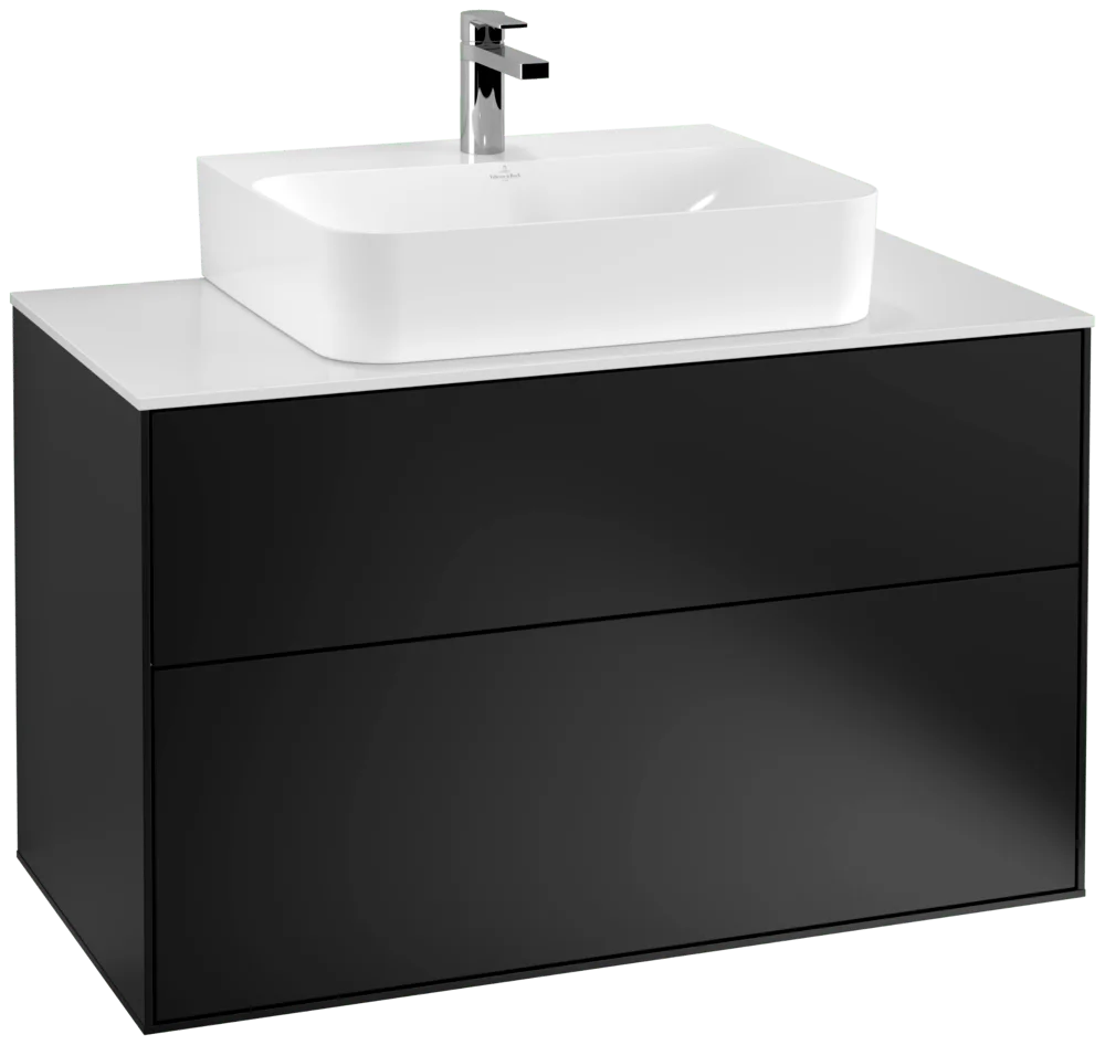 Villeroy & Boch Waschbeckenunterschrank Finion F10, 1000x603x501 mm, Black Matt Lacquer, mit SoftClosing und Push-to-open Funktion