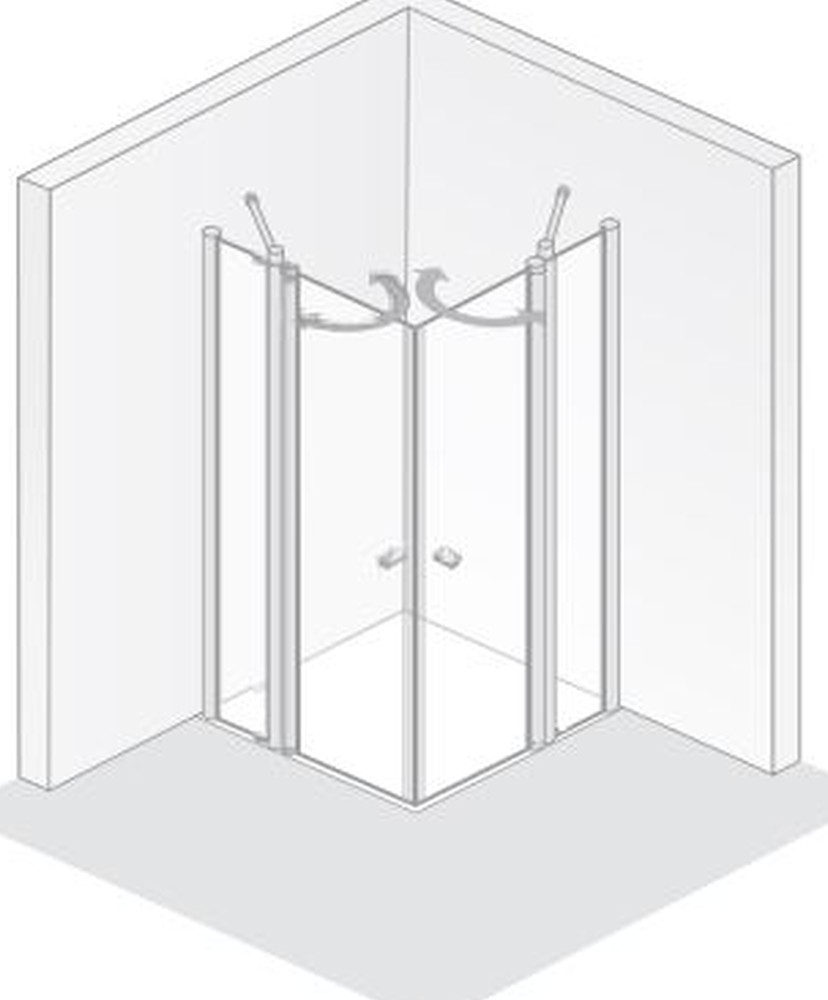 HSK teilgerahmte Eckeinstieg pendelbar 4-teilig „Exklusiv“ Glas Carré, Profile Pergamon, B: 900 mm H: 2000 mm T: 750 mm HSK teilgerahmte Eckeinstieg pendelbar 4-teilig „Exklusiv“ Glas Carré, Profile Pergamon, B: 900 mm H: 2000 mm T: 750 mm