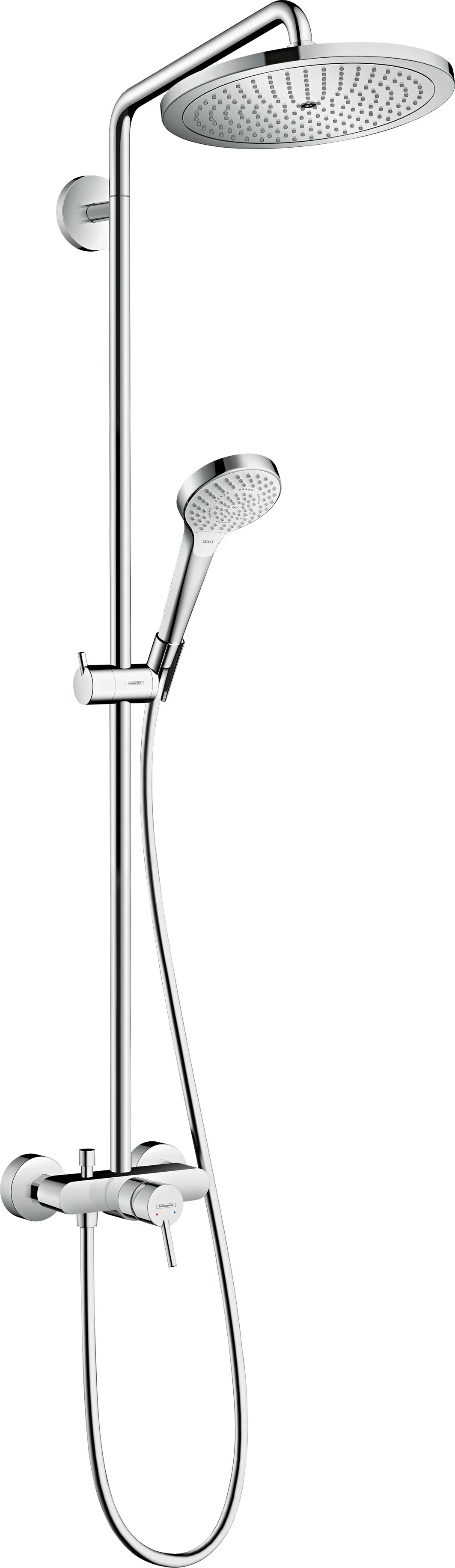 Hansgrohe Croma Select S Showerpipe 280, Einhebelmischer Chrom, 15 l/min Durchfluss, RainAir Strahl, höhenverstellbar