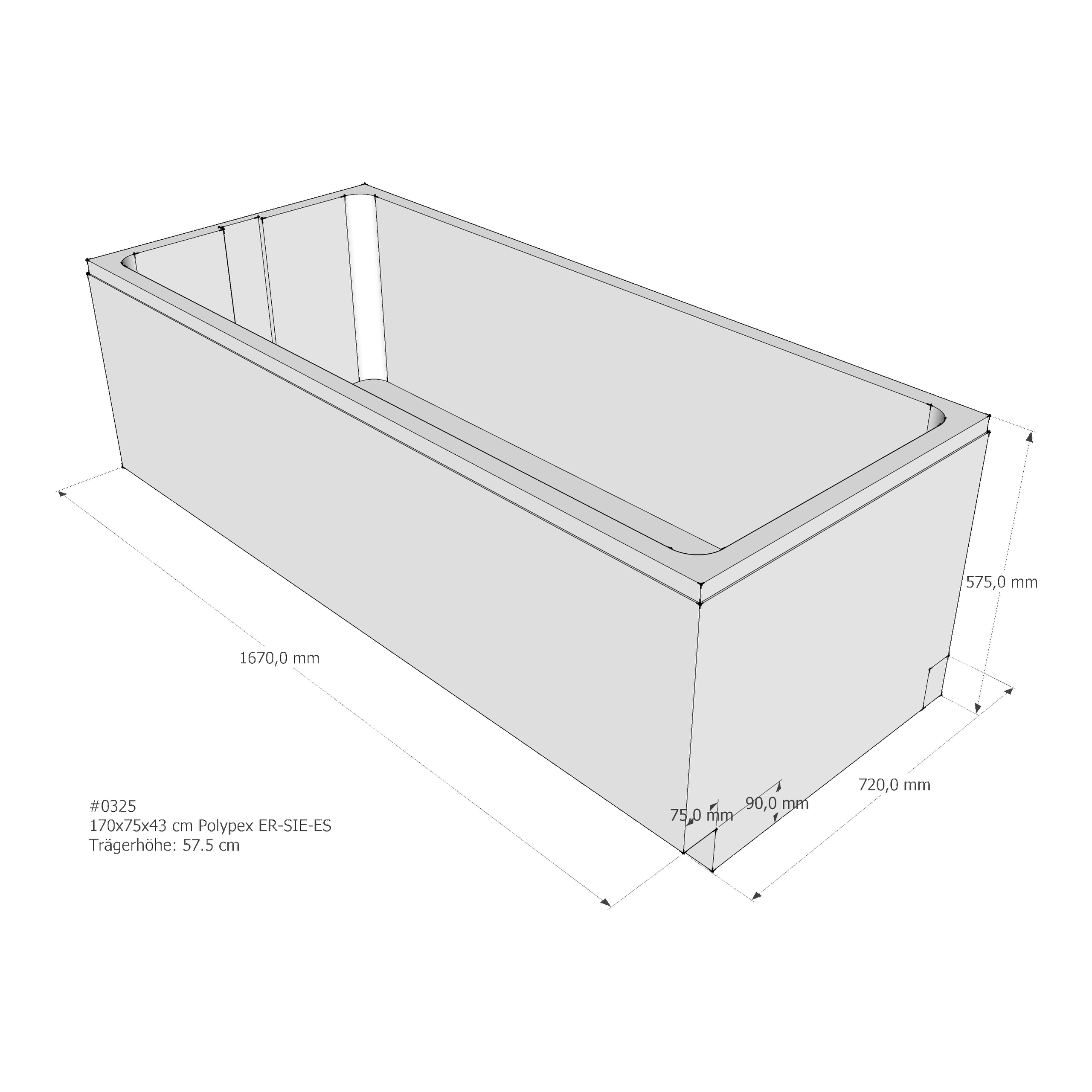 Badewannenträger für Polypex ER-SIE-ES 170 × 75 × 43 cm