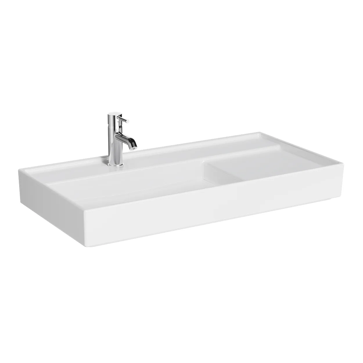 VitrA ArchiPlan Waschtisch asymmetrisch 90 x 46 cm, Weiß Hochglanz