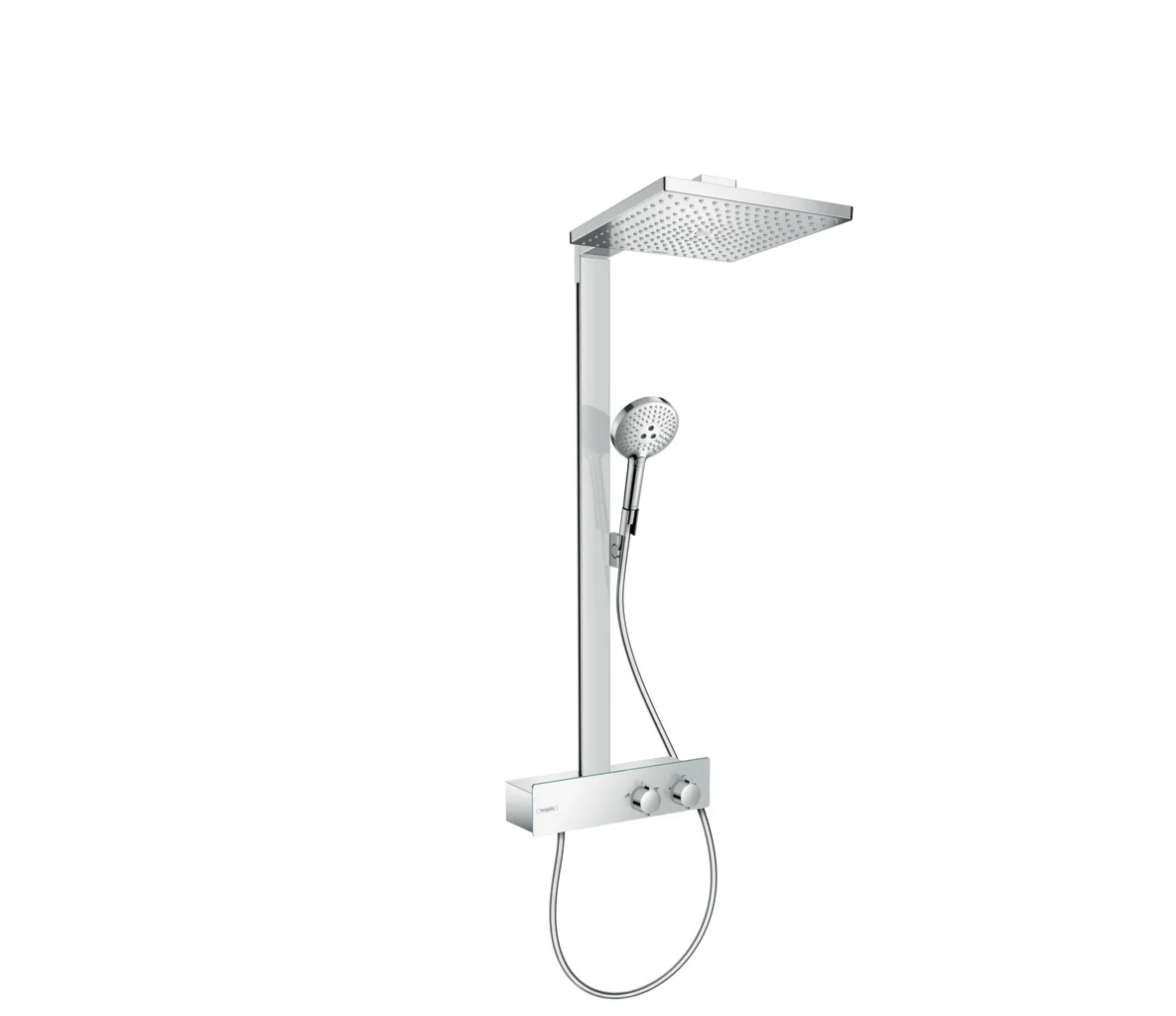 Hansgrohe Raindance E Showerpipe 300 1jet mit ShowerTablet 350 Chrom, Aufputzinstallation, DN15, 405 mm Brausearmlänge, 61 mm Brausestangenbreite