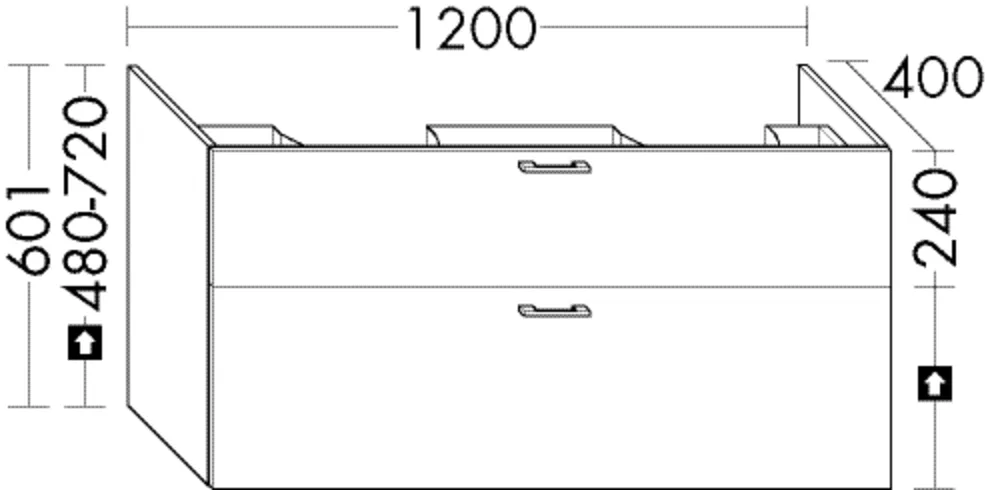 Waschtischunterschrank Sys30 von burgbad - 1.200 mm breit, 400 mm tief, 601 mm hoch, für Mineralguss-Waschtisch sys M7 tiefenreduziert