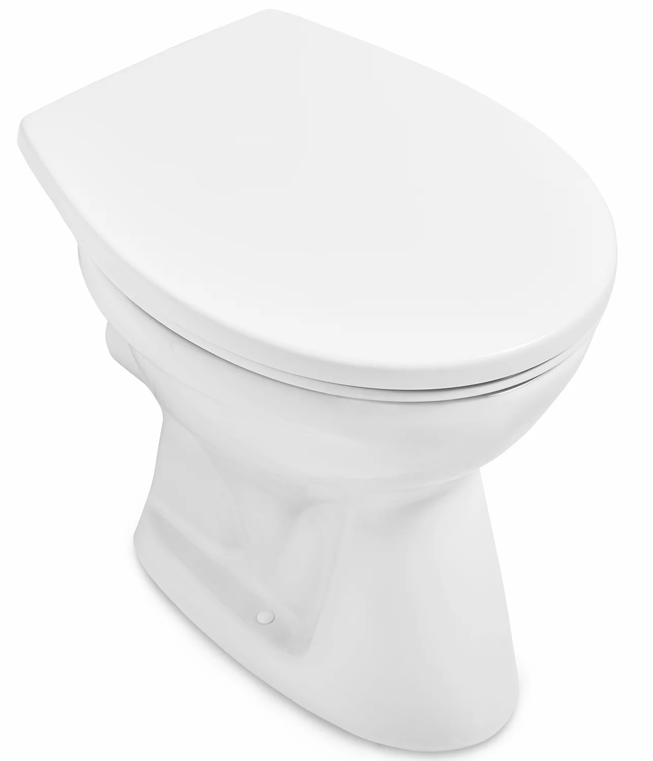Stand-Tiefspül-WC „Newo“ 36 × 40 cm in Weiß Alpin, Befestigung sichtbar, Abgang waagerecht