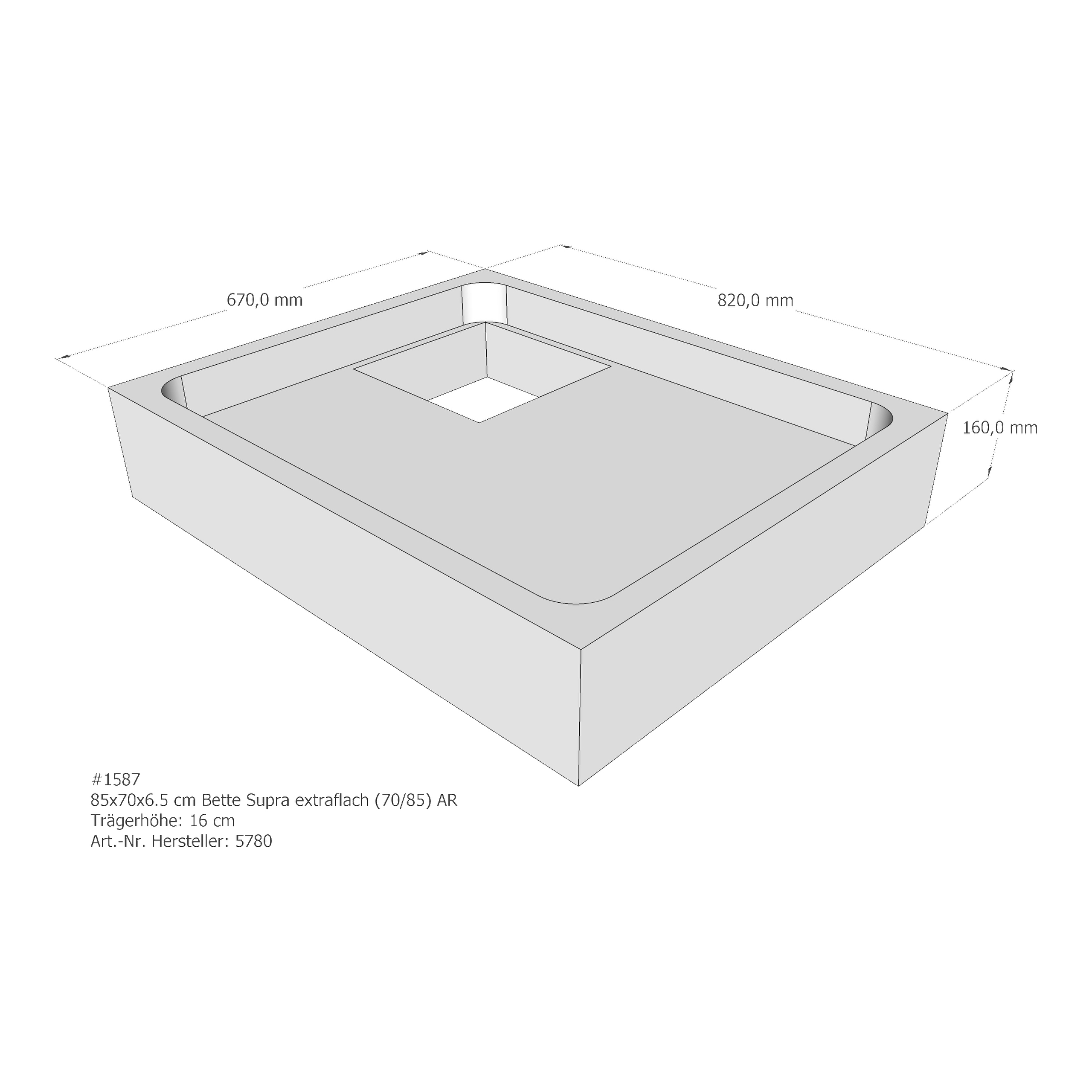 Duschwannenträger für Bette Supra (extraflach) 85 × 70 × 6,5 cm Breite: 70 cm / Länge: 85 cm Duschwannenträger für Bette Supra (extraflach) 85 × 70 × 6,5 cm Breite: 70 cm / Länge: 85 cm