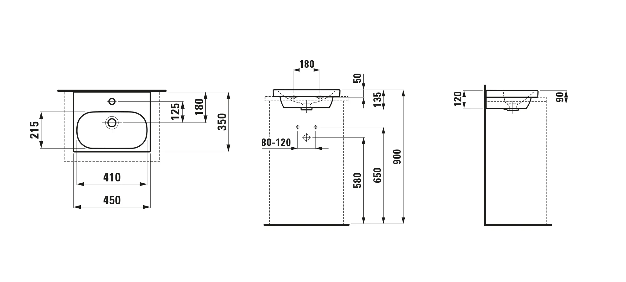 Aufsatzhandwaschbecken LUA 350x450x135 1 Hahnloch mit Überlauf weiß Aufsatzhandwaschbecken LUA 350x450x135 1 Hahnloch mit Überlauf weiß