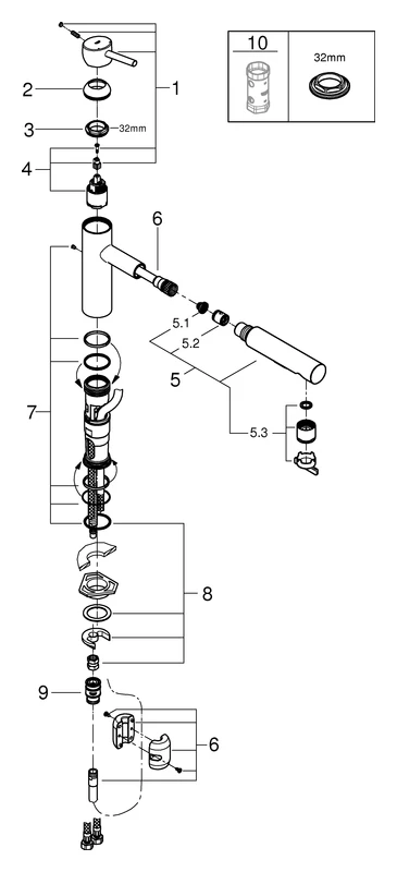 Einhand-Spültischbatterie Concetto 30273_1, mittelhoher Auslauf, Einlochmontage, herausziehbare Dual Spülbrause, chrom