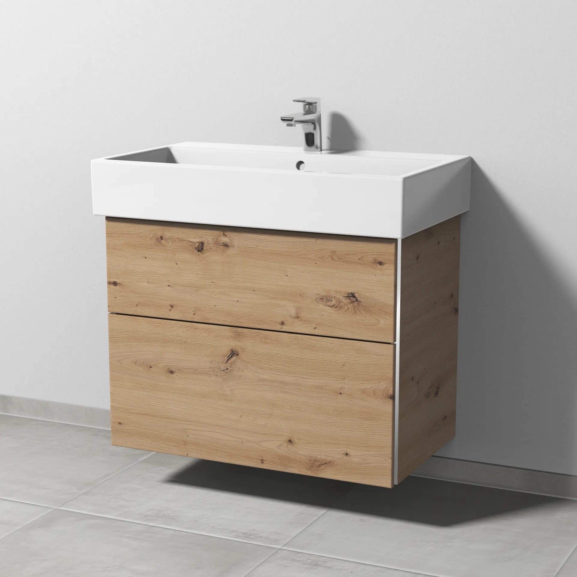 Sanipa Waschtischunterschrank „3way“ 750 × 591 × 447 mm in Eiche Natural-Touch Sanipa Waschtischunterschrank „3way“ 750 × 591 × 447 mm in Eiche Natural-Touch