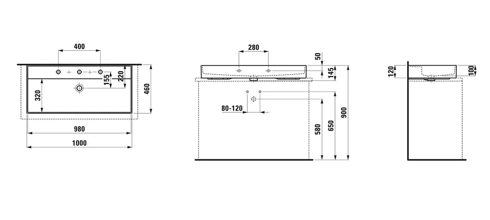 Laufen Aufsatzwaschtisch KARTELL Laufen 460x1000x145, 1 Hahnloch mit Überlauf, Standardablauf, weiß matt Laufen Aufsatzwaschtisch KARTELL Laufen 460x1000x145, 1 Hahnloch mit Überlauf, Standardablauf, weiß matt