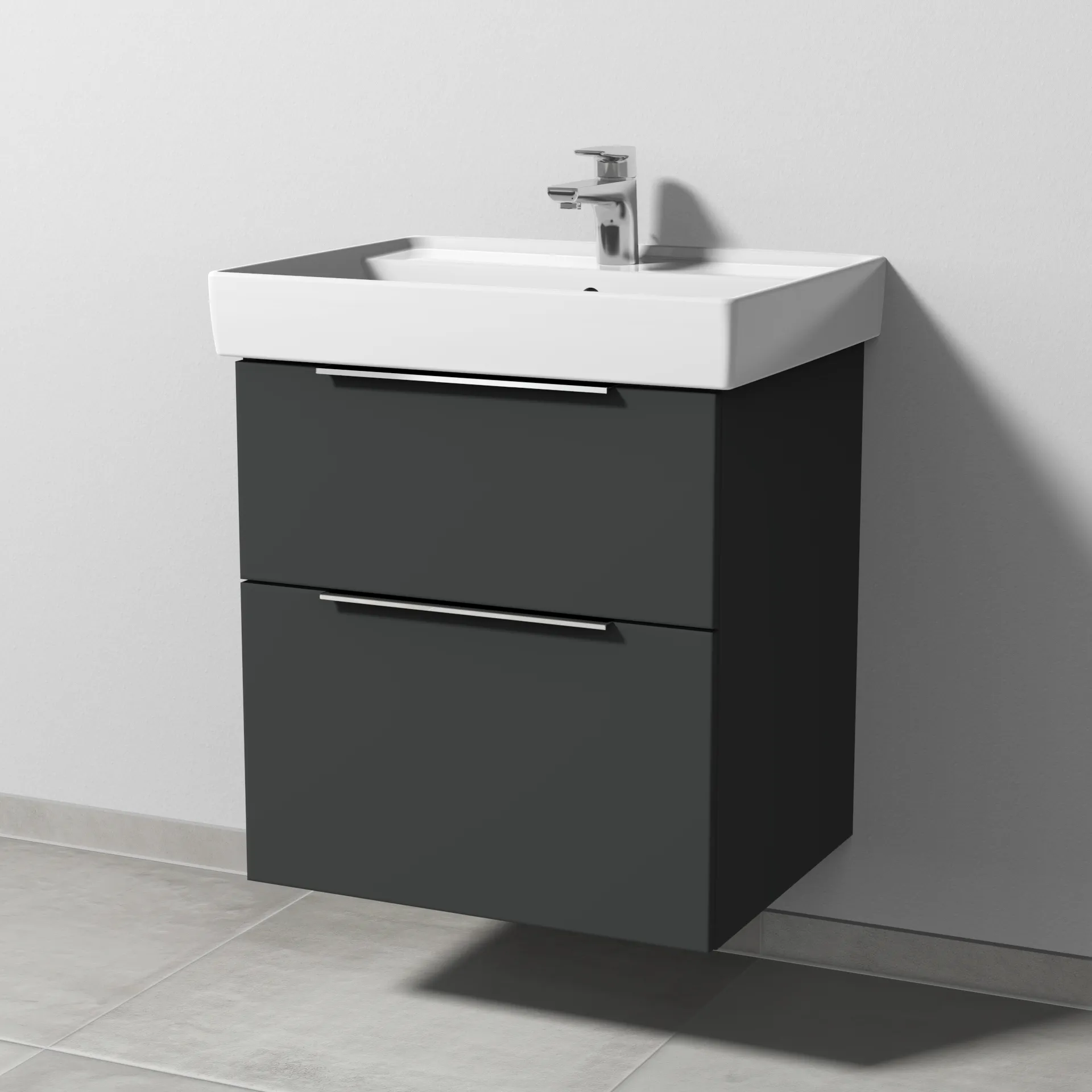 Sanipa Waschtischunterschrank „3way“ passend zu Keramik-Waschtische Collaro von Villeroy &Boch 550 × 588 × 447 mm in Graphit (matt)
