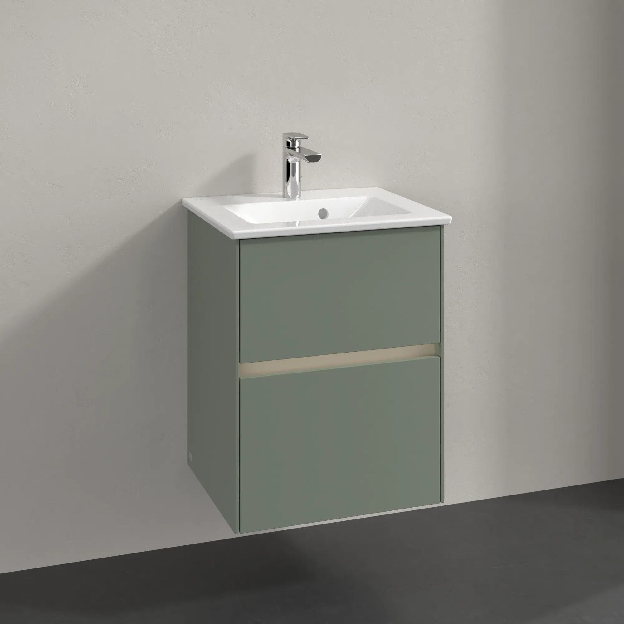 Villeroy & Boch Waschtischunterschrank „Collaro“ 472 × 610 × 404 mm Soft Green, mit Beleuchtung, für Becken mittig Villeroy & Boch Waschtischunterschrank „Collaro“ 472 × 610 × 404 mm Soft Green, mit Beleuchtung, für Becken mittig