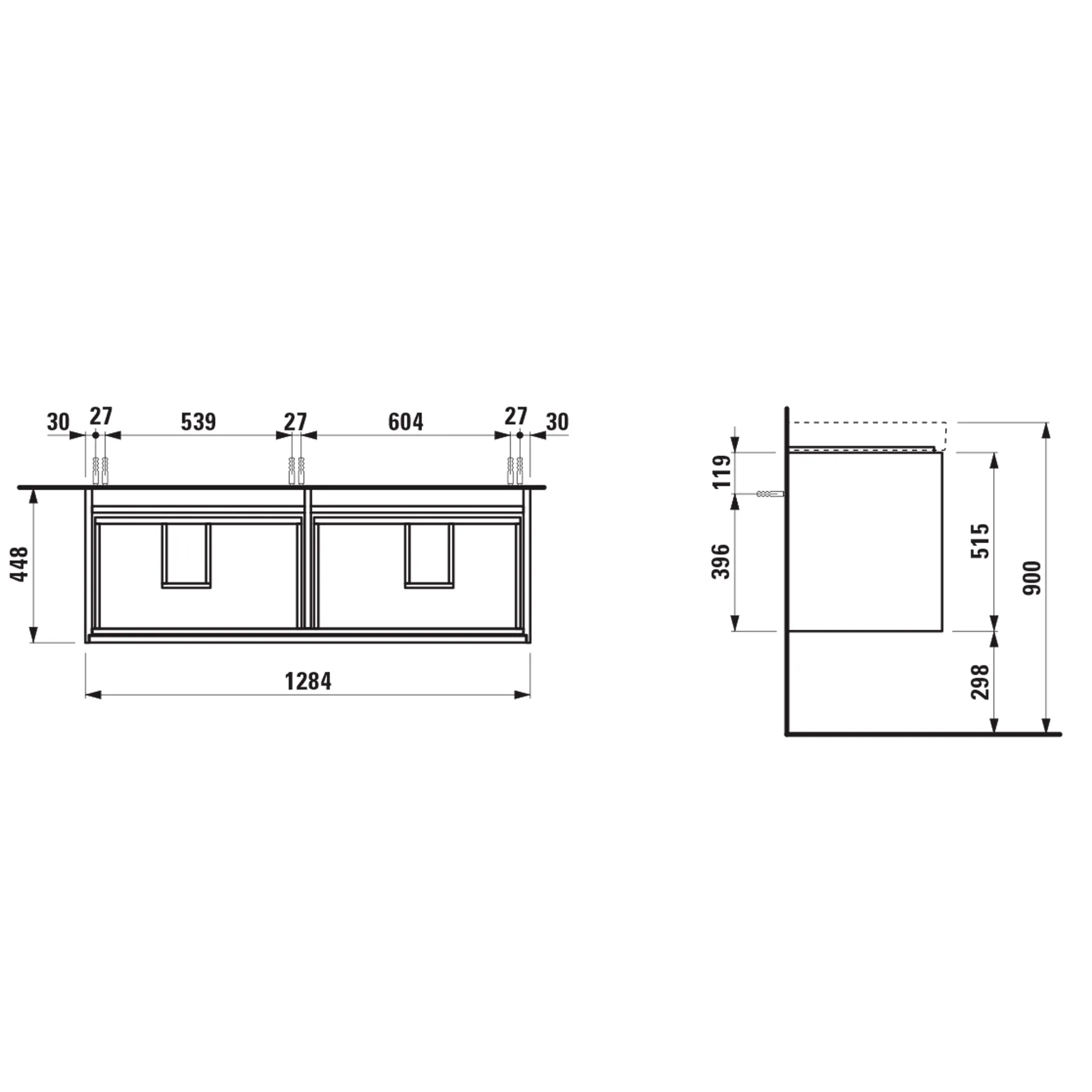 Laufen Waschtischunterbau MEDA 448x1284x515 weiß matt Laufen Waschtischunterbau MEDA 448x1284x515 weiß matt