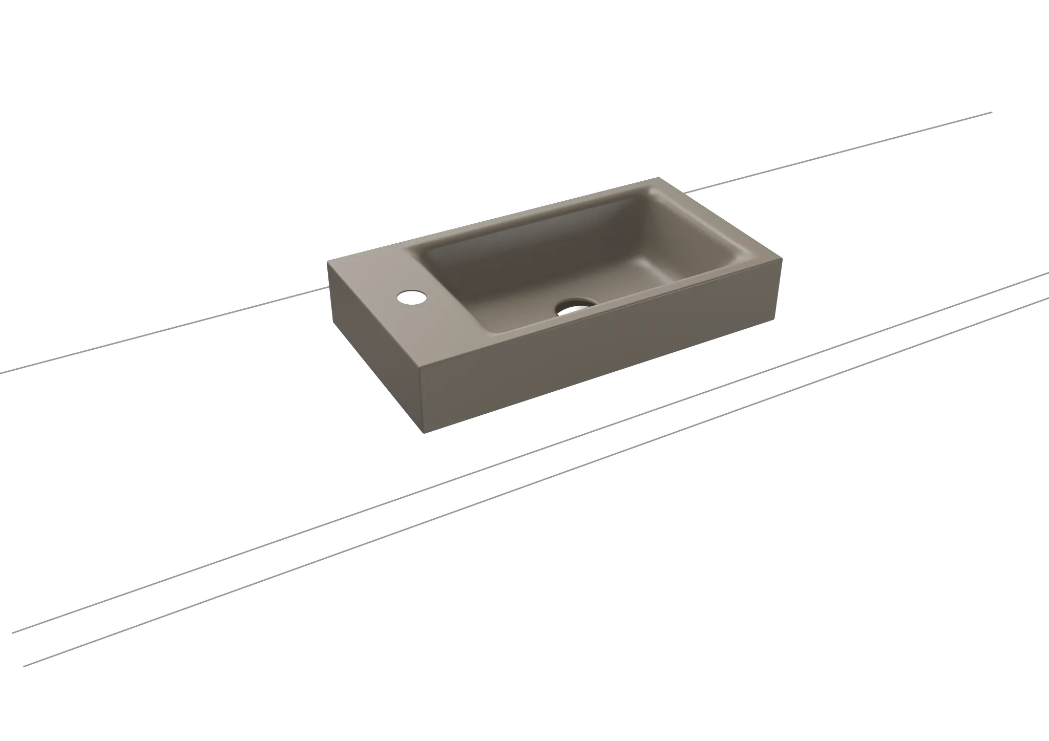 Aufsatzwaschtisch „Puro“ 55 × 30 cm, ohne Überlauf, mit Hahnlochbohrung in warm grey 60 mit Perl-Effekt