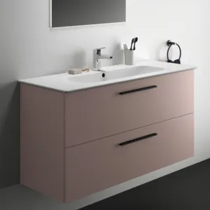Möbelpaket i.life A mit Waschtisch 120cm und Unterschrank mit schwarzem Griff Weiß matt