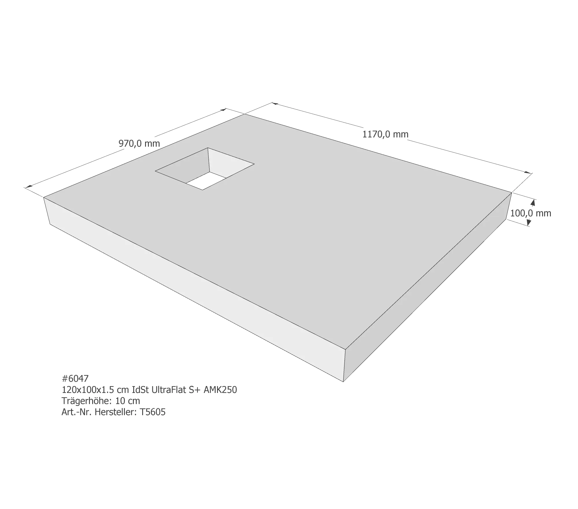 Duschwannenträger passend für Ideal Standard 120 × 100 × 1,5 cm