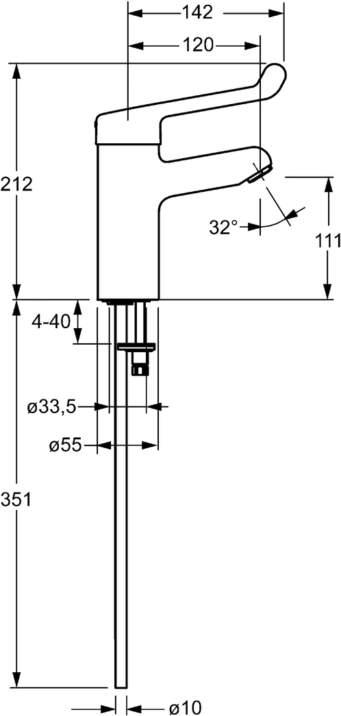 HansaMEDIPRO Einhebelmischer Waschtischbatterie 0171 Kupferrohr Chrom
