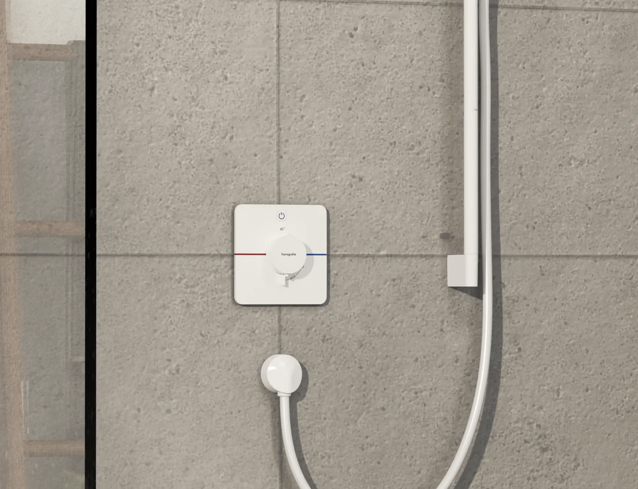 Hansgrohe ShowerSelect Comfort Q Thermostat Unterputz, Mattweiß, 1 Verbraucher, flache Rosette, einfache Installation