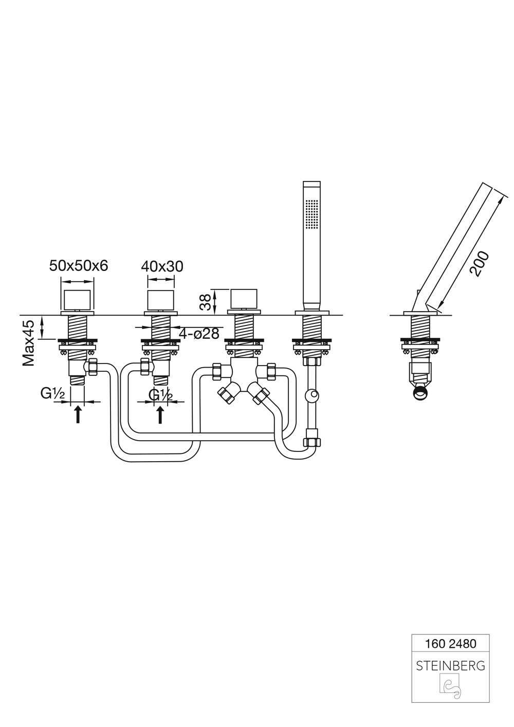 Serie 160 4-Loch Wanne/Brause-Standarmatur mit Umsteller Serie 160 4-Loch Wanne/Brause-Standarmatur mit Umsteller