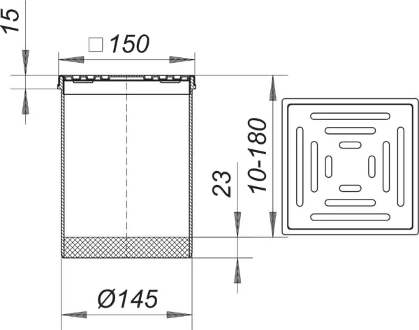 Aufsatz SEC 15, 150 x 150 mm