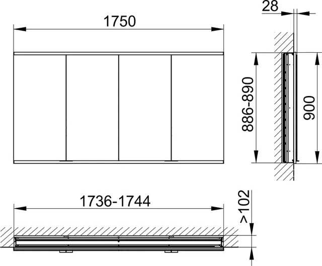 KEUCO Royal Modular 2.0 Spiegelschrank, beleuchtet Wandeinbau, 2 Steckd./2 USB, 1750x900x120mm silber eloxiert KEUCO Royal Modular 2.0 Spiegelschrank, beleuchtet Wandeinbau, 2 Steckd./2 USB, 1750x900x120mm silber eloxiert
