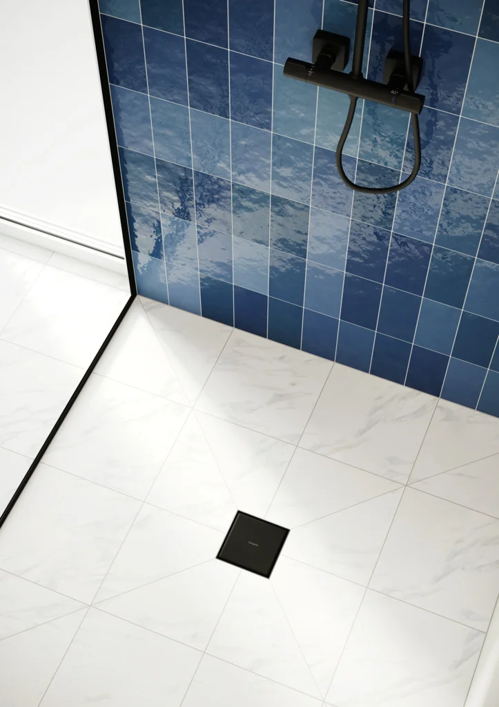 Hansgrohe RainDrain Point Komplettset Punktablauf 100x100 mm rückseitig befliesbar, Mattschwarz